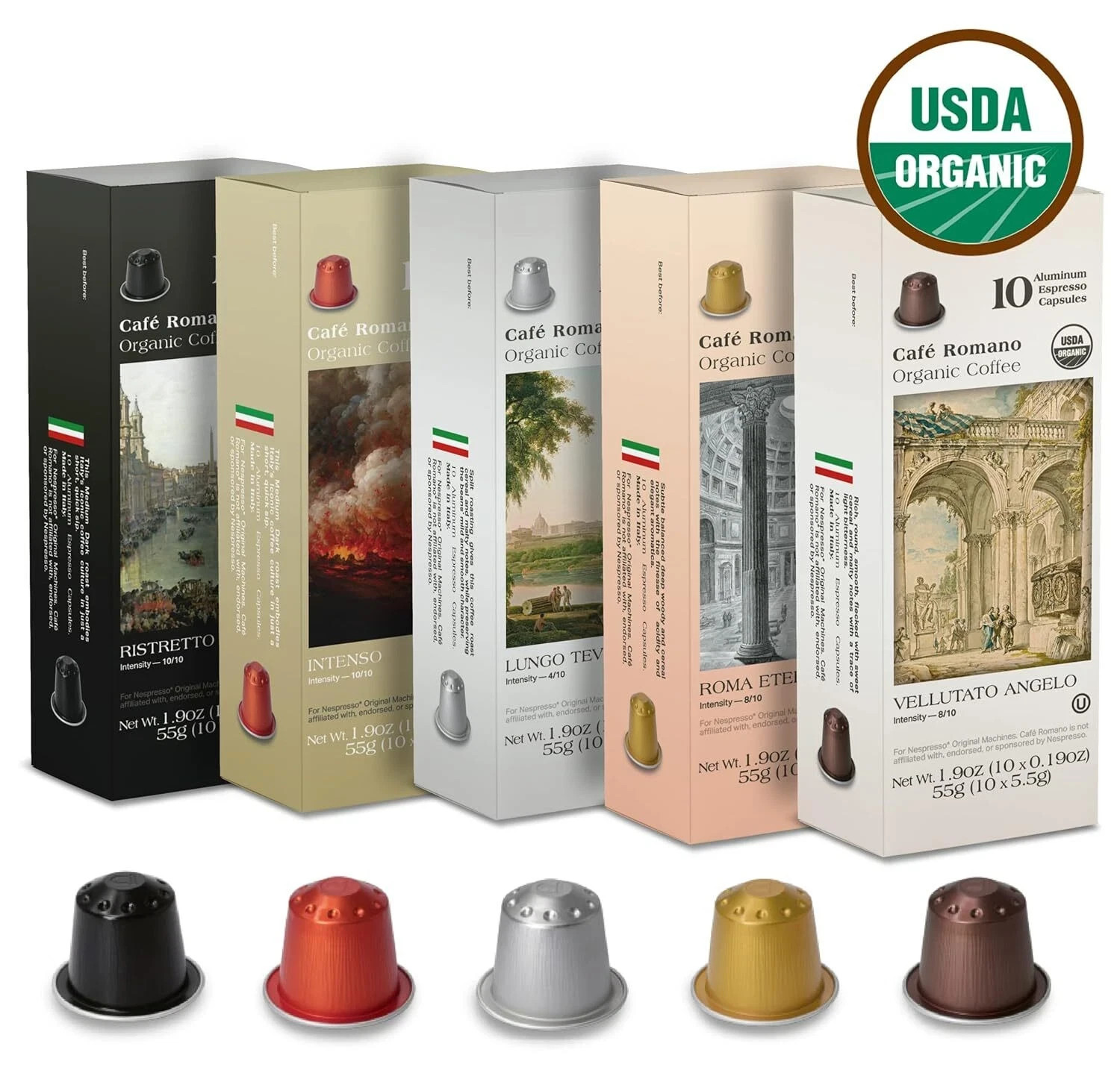 50x Cafe Romano Variety Pack Nespresso Original Line Compatible (BB: April 2026)