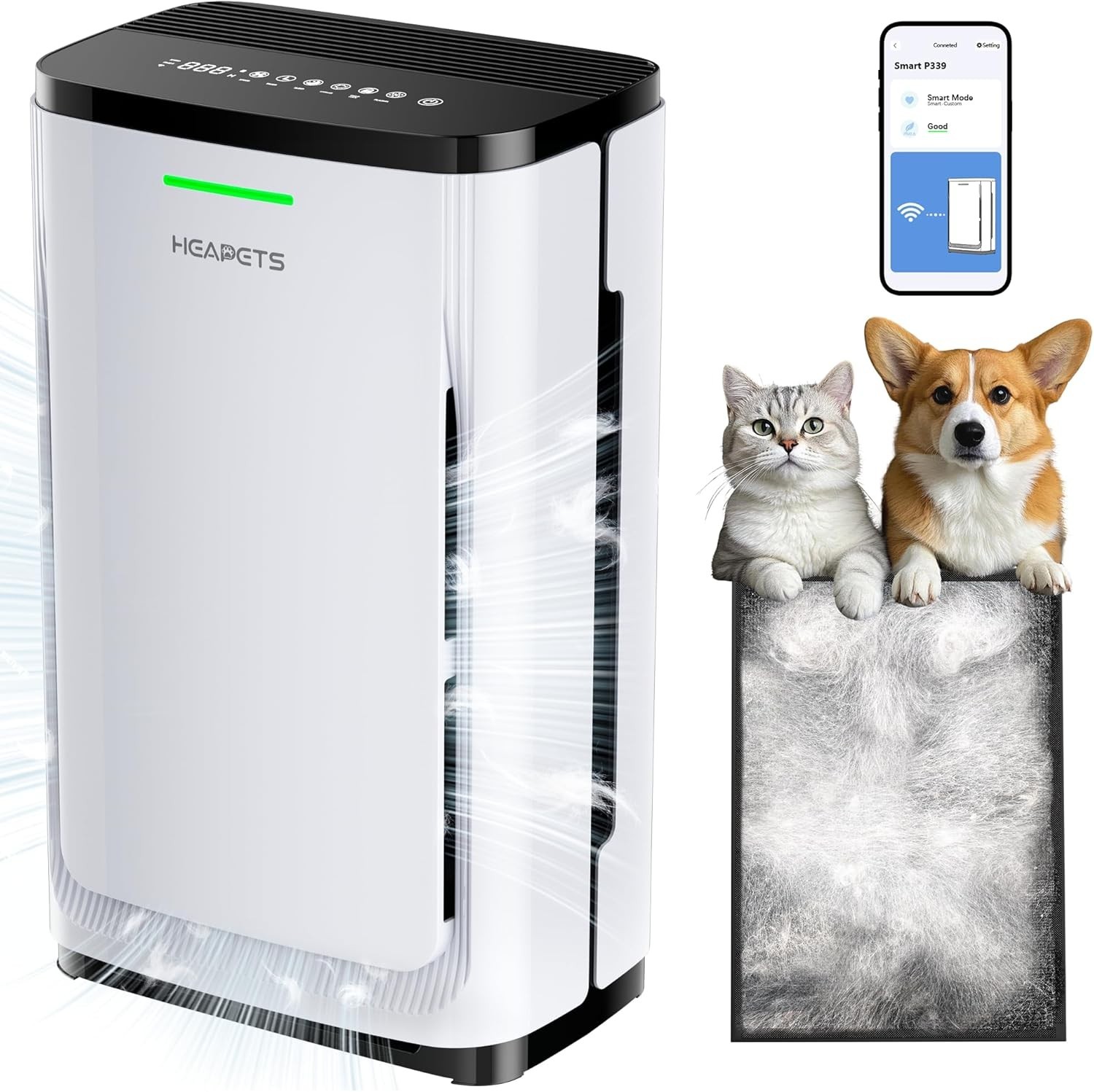 Pet Air Purifier 7-Stage HEPA Filter WiFi APP 4200 Sq Ft PM2.5 Display