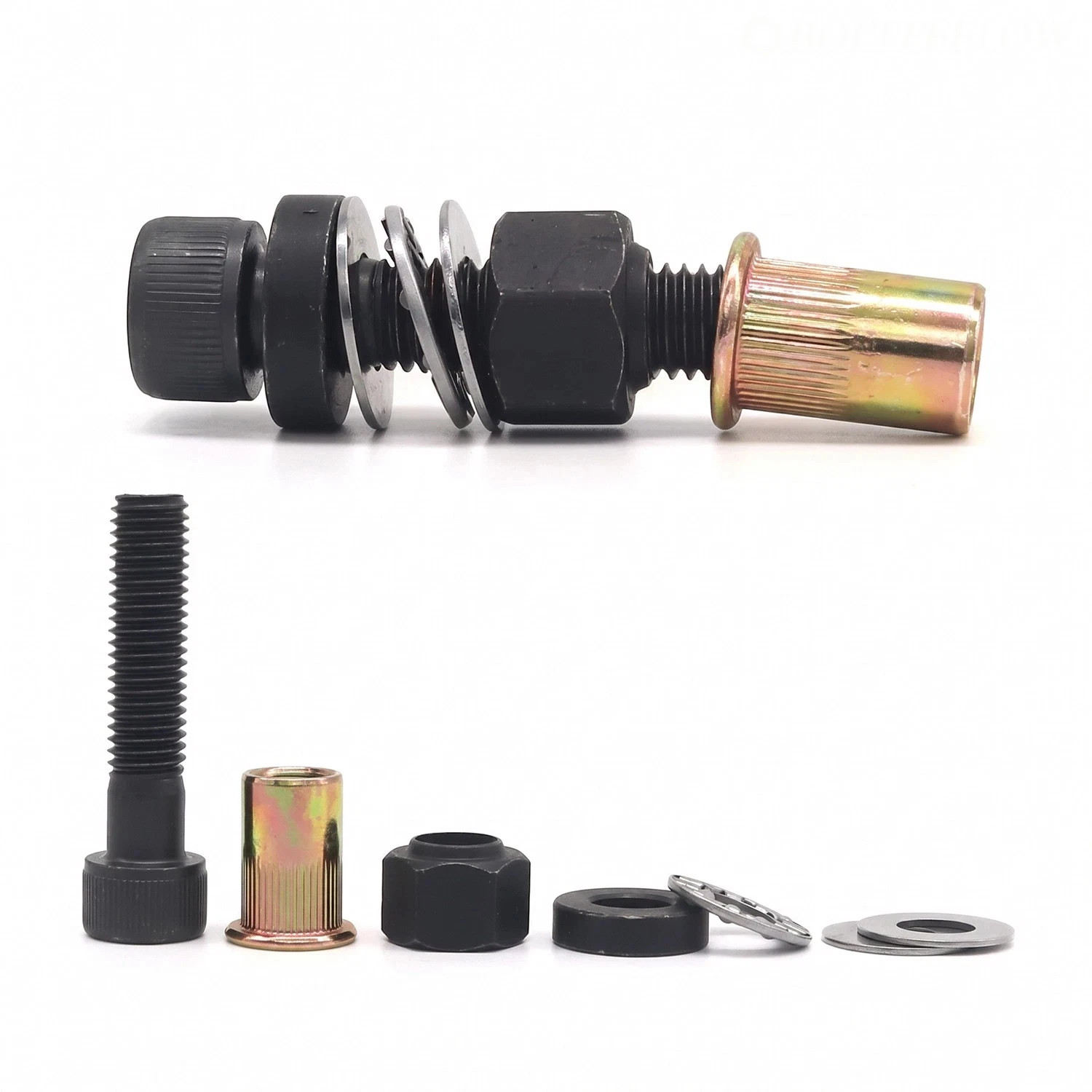 5 Sizes Rivet Nut Tool Mandrel Set, Heavy Duty Carbon Steel Rivnut Tool Heads
