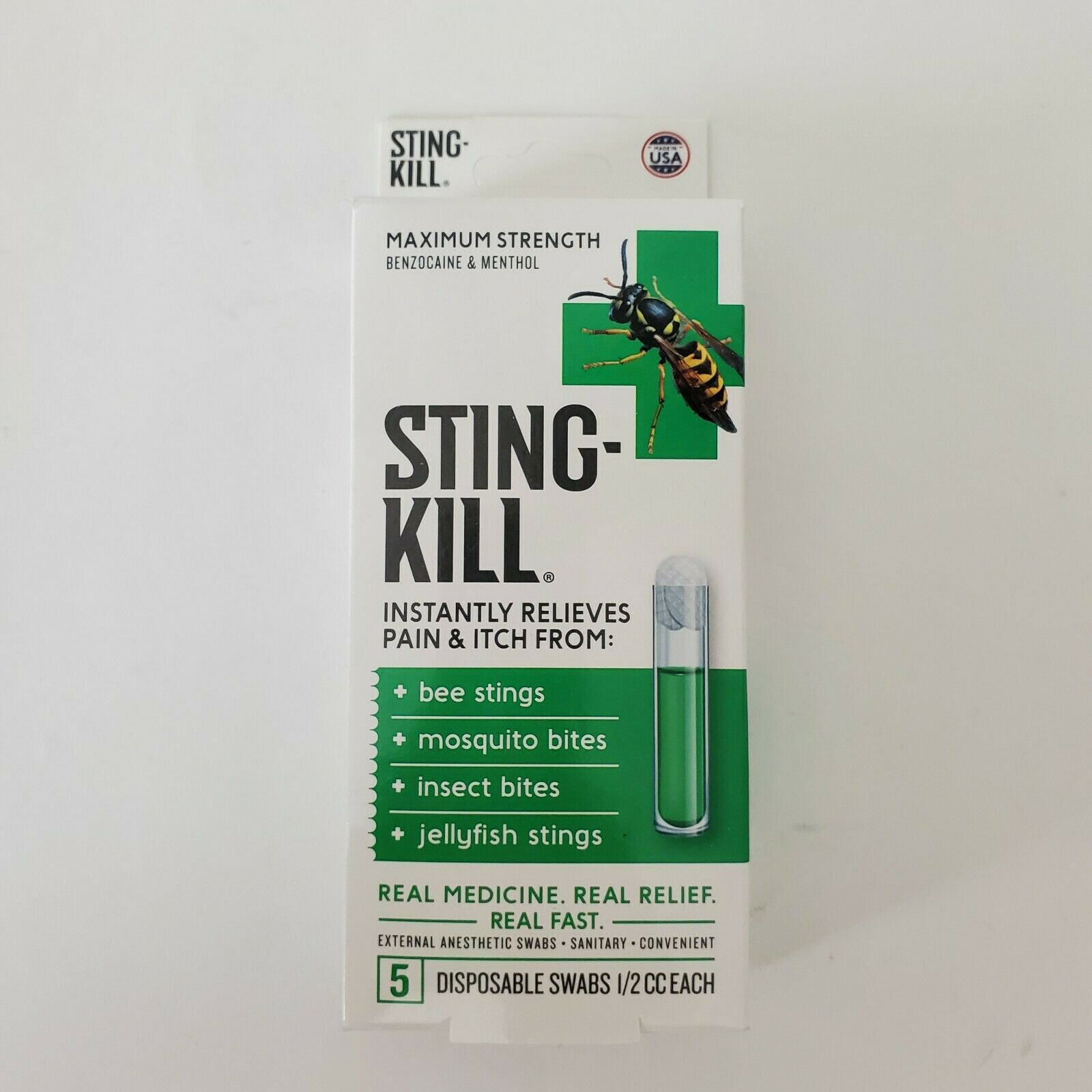 Sting-Kill Pain + Itch Relief Disposable Swabs 5 Pk Insect Jellyfish Stings