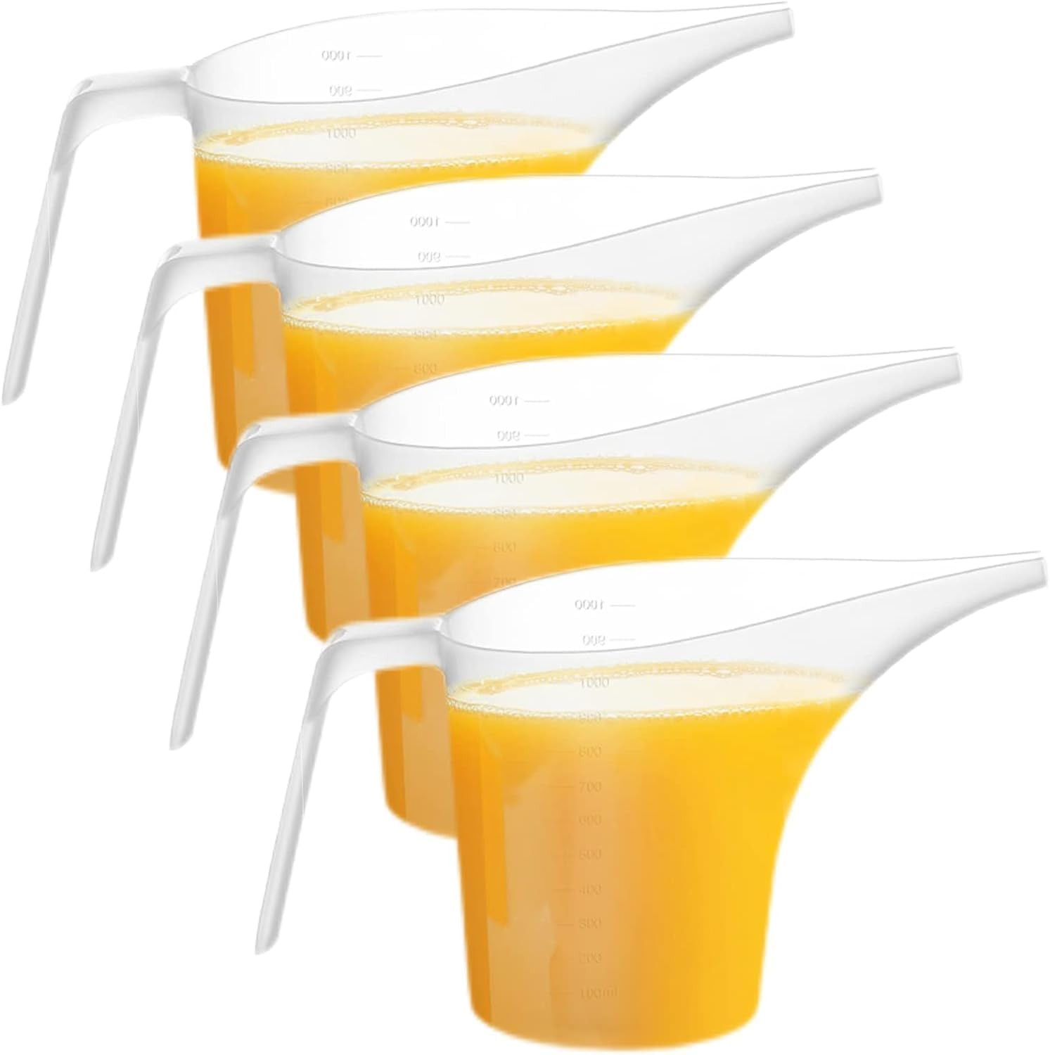1000ml Plastic Funnel Pitcher Measuring Cup Long Spout Easy Pour 4 Pack NEW