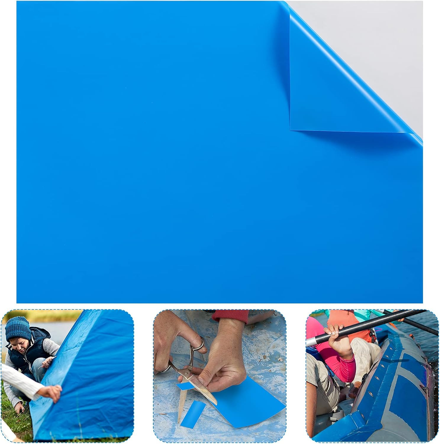 Extra Large Pool Liner Repair Patch 2.8 Ft X 4.1 Ft Blue Self Adhesive Vinyl Poo