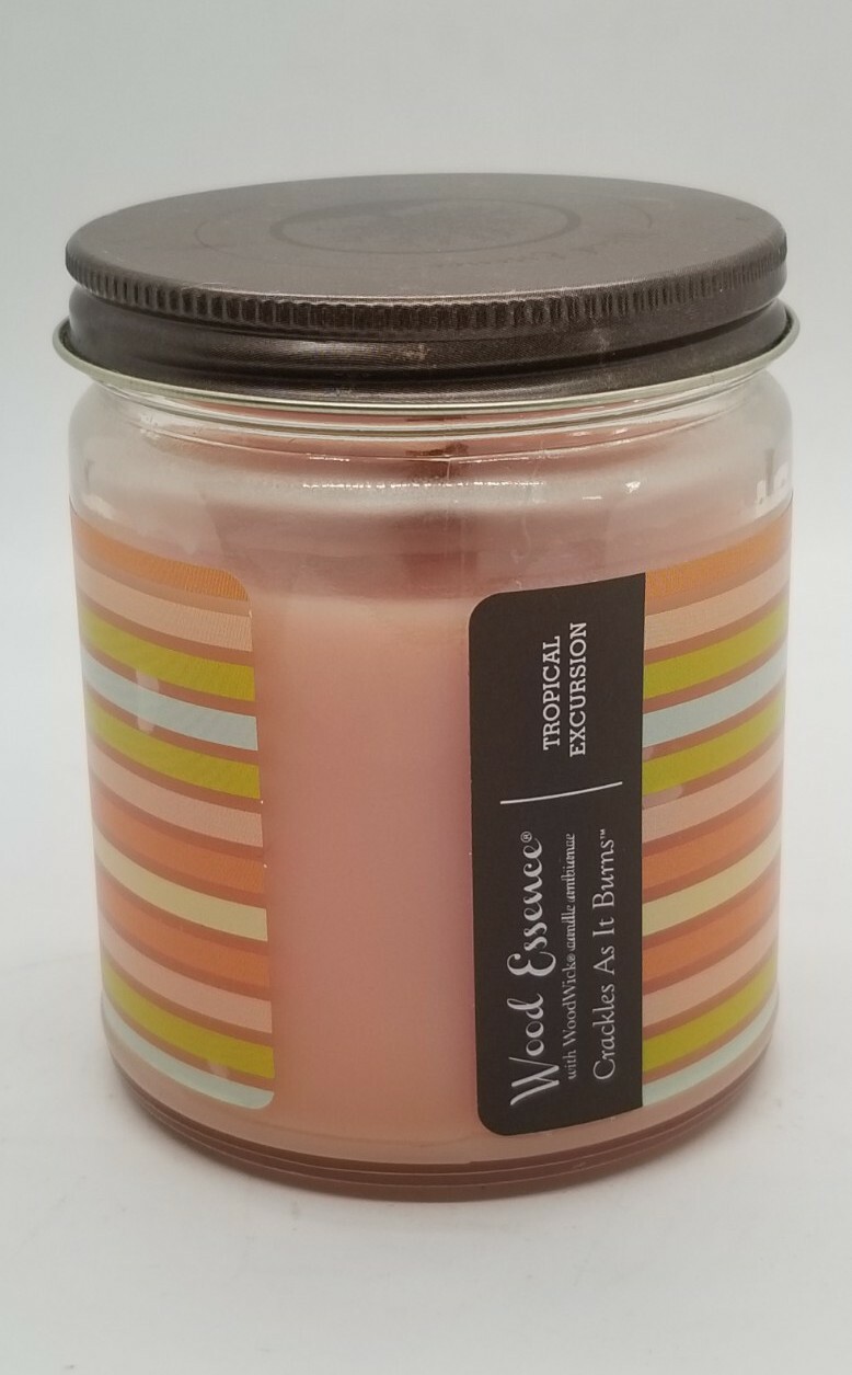Wood Essence 5.7oz w/ Woodwick Ambiance TROPICAL EXCURSION Scent CANDLE NEW TAGS