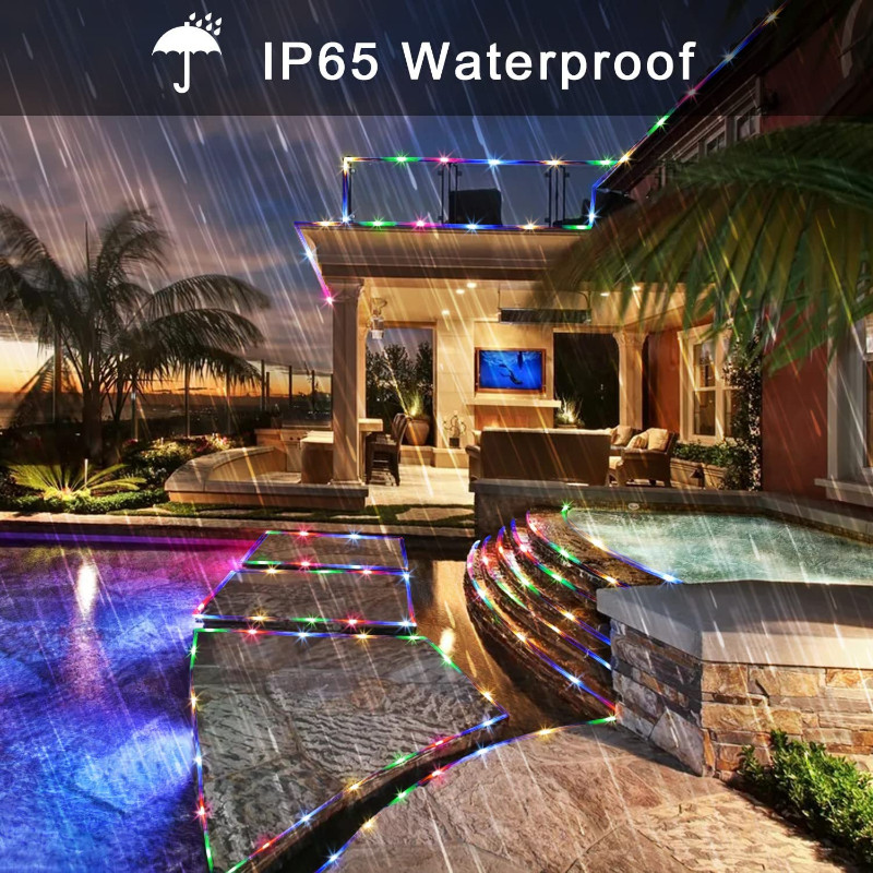 Solar Powered Led Rope Patio String Fairy Lights Waterproof Outdoor Garden Decor
