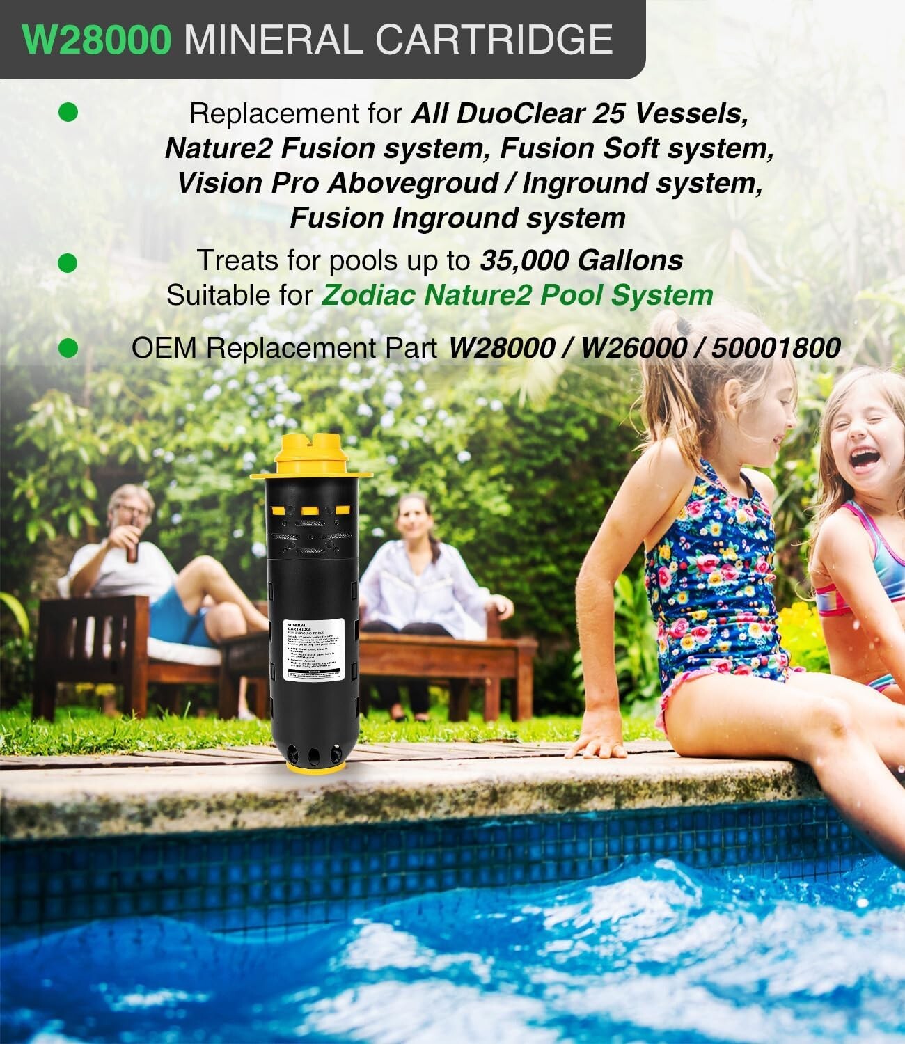 Replacement for Nature2 Duoclear 25 Mineral Cartridge W28000 for All Zodiac