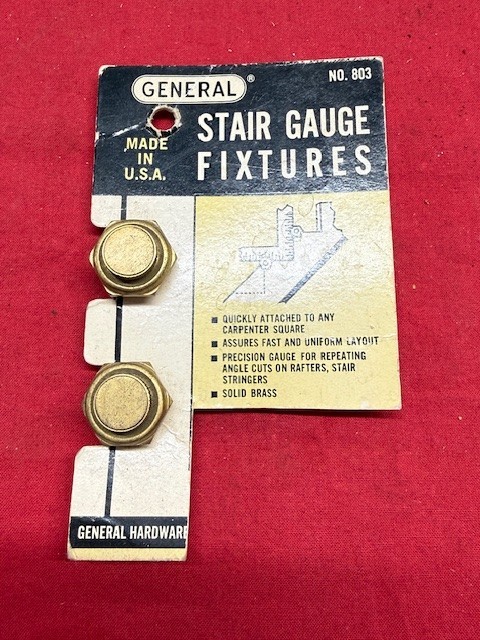 General Tools No. 803 Stair Gauge Fixtures, Brass, 2 Pieces -New, Old Inventory