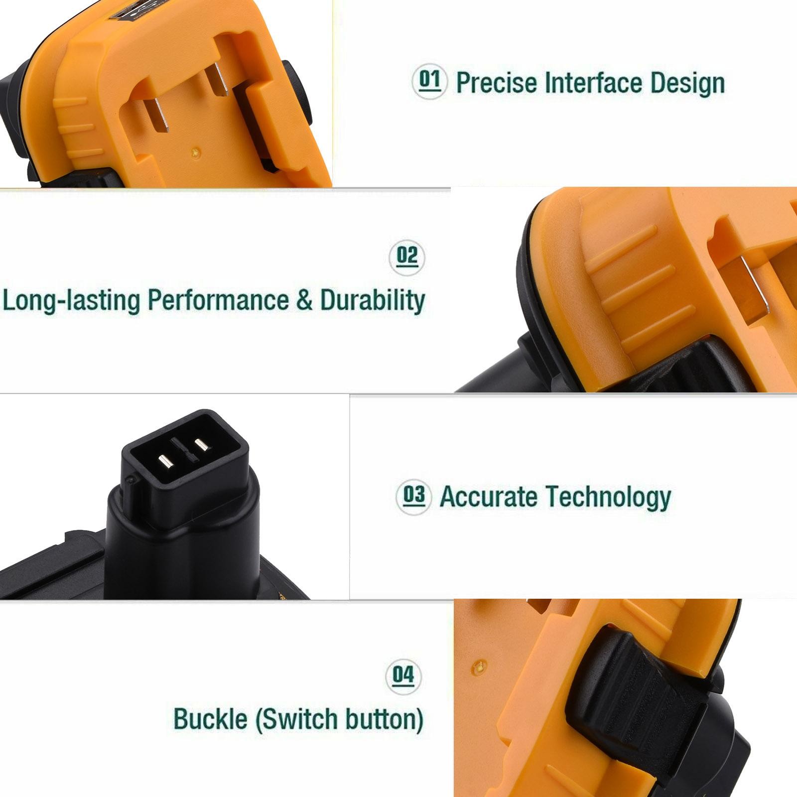 Black&Yellow Battery Adapter Replacement Parts For DEWALT 18V Lithium Battery
