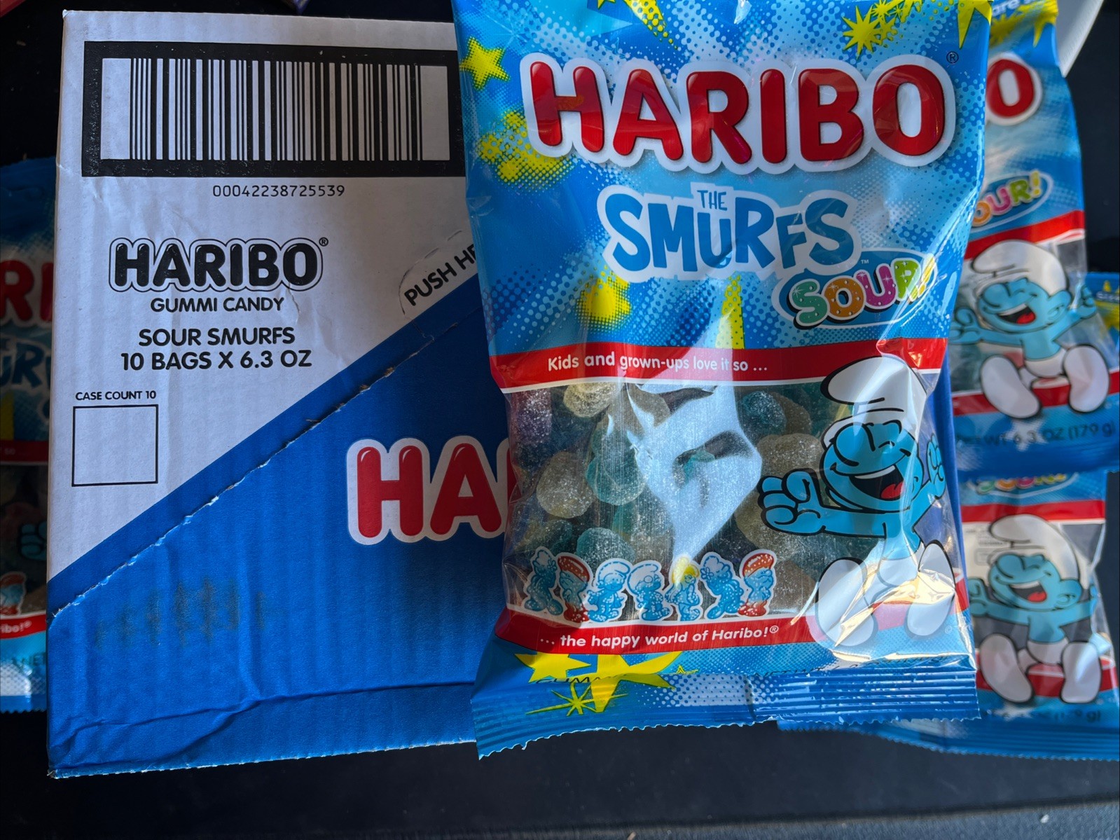 10pk Lot Haribo Sour Smurf Gummies Candy Share Size 6oz Bags Gummi Treats Gift