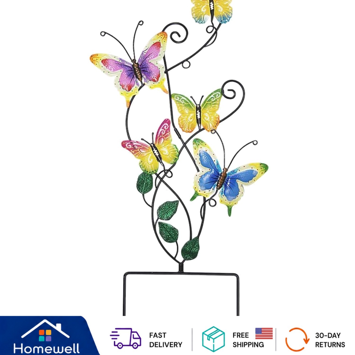 Sturdy 28-Inch Metal Butterfly Decor for Garden & Home – Handmade Elegance