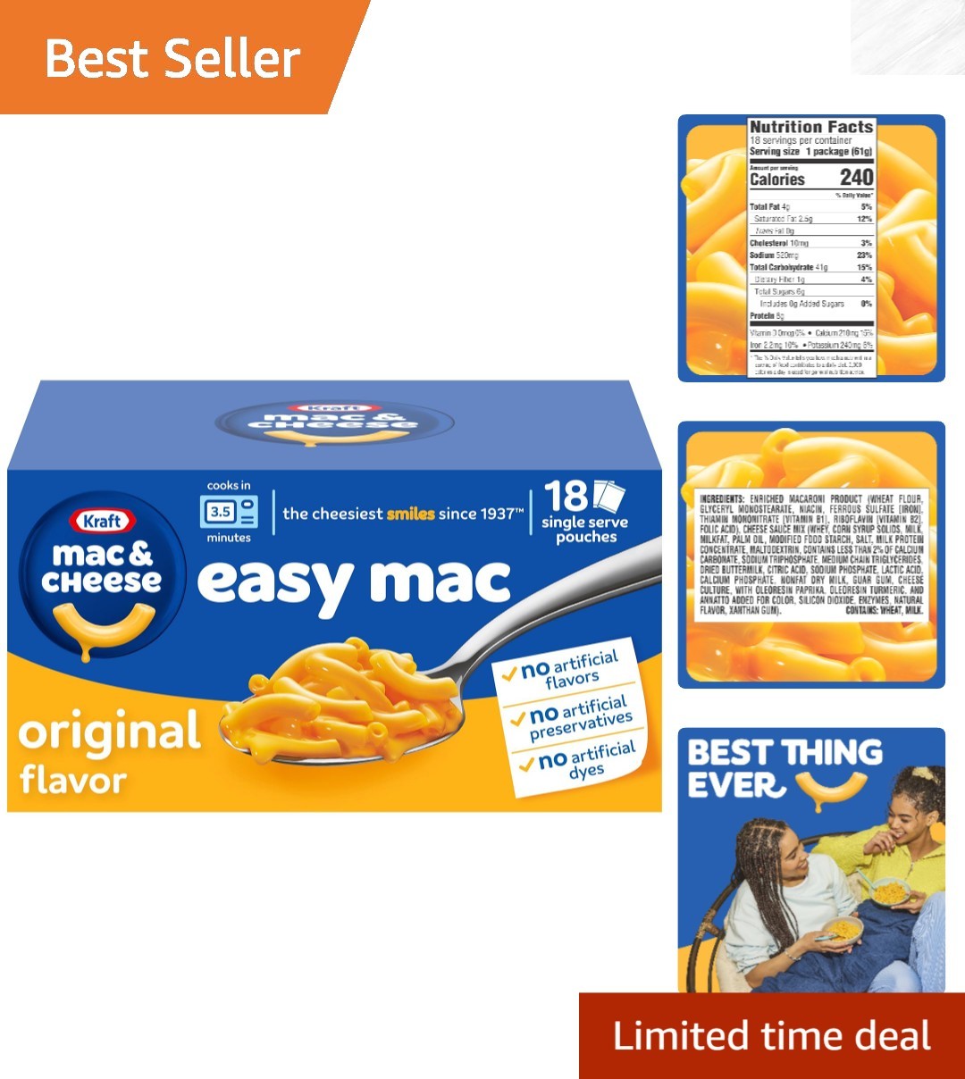 Kraft Mac & Cheese – 18 Convenient Packets, Vegetarian and Delicious