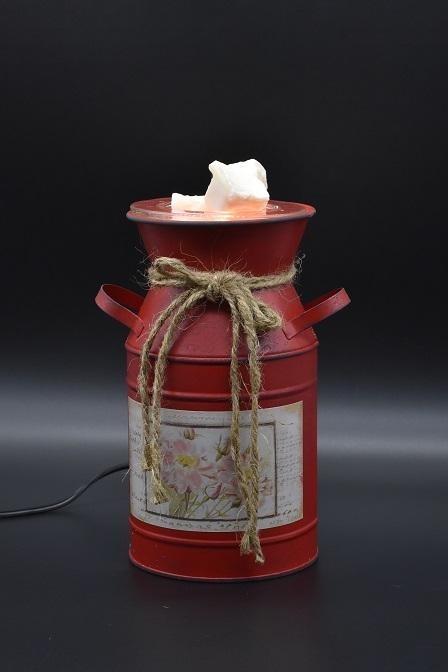 Farmhouse Electric Oil/Wax Warmer Red Floral Matte Metal Plug-In Aromatherapy