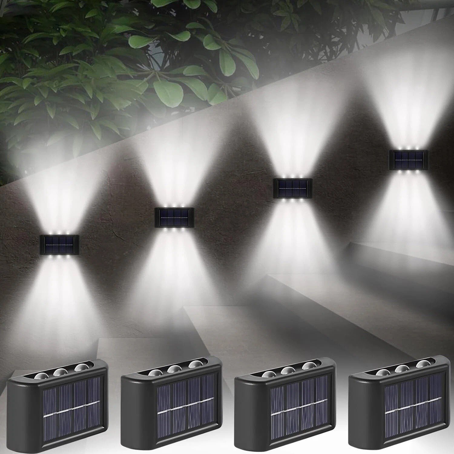 4-12Pack Solar Wall Lights Up and Down Fence Outdoor Porch Deck Patio Lamp LED