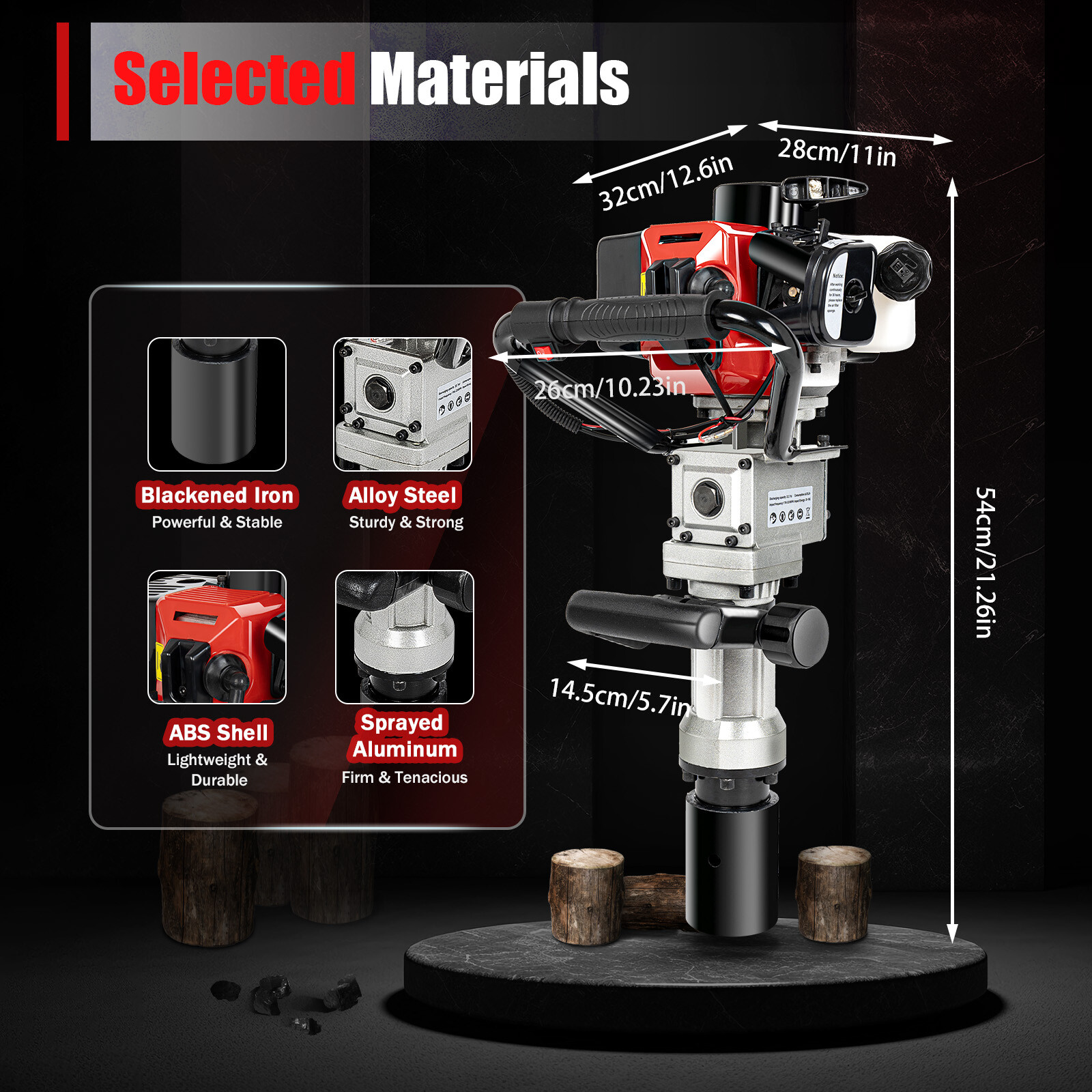 Gas Powered T-Post Driver 2 Stroke Pole Pounder Pile Driver Hammer Portable