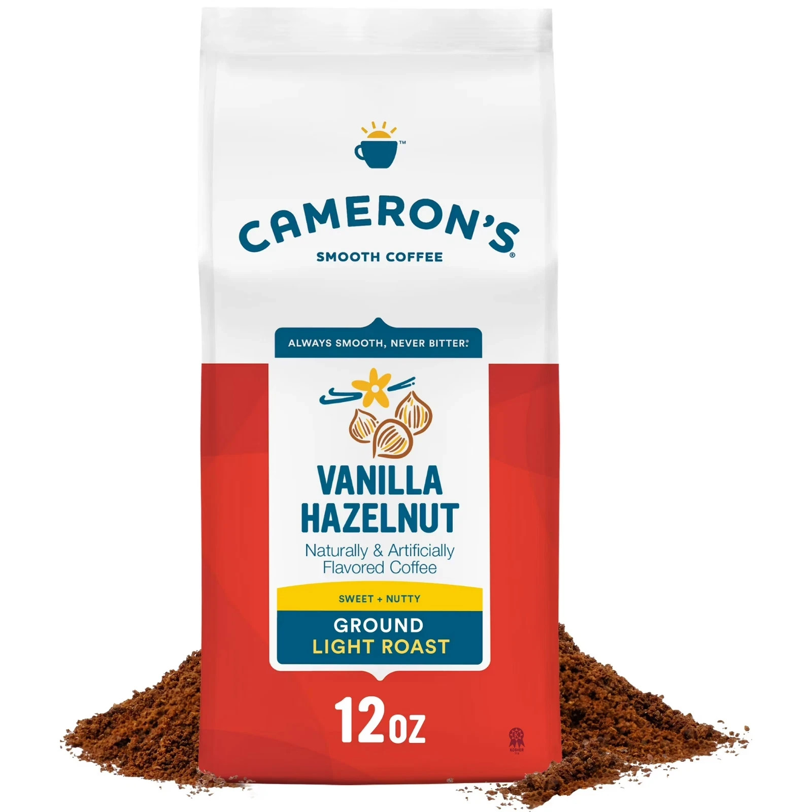 Cameron’s Coffee Flavored Vanilla Hazelnut Ground Coffee, Light Roast, 12 oz