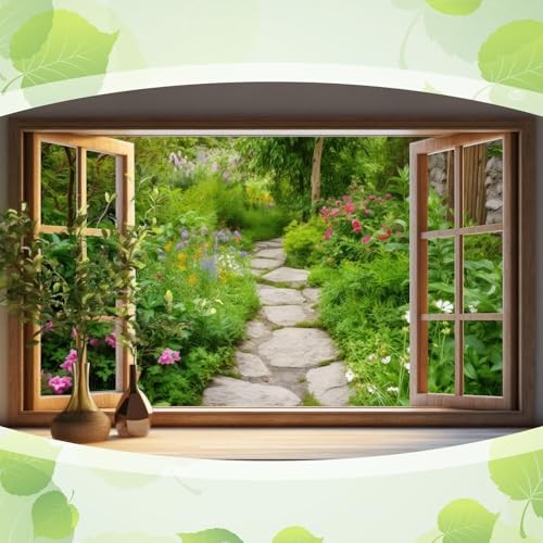 2 Pcs Basement Window Well Scenes Wall Art 90 x 60 Egress Window Well Cover