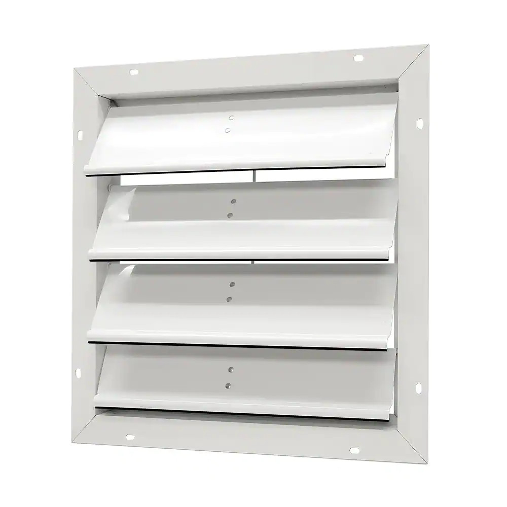 19.25 In. X 19.25 In. Square White Aluminum Automatic Shutter Gable Louver Vent