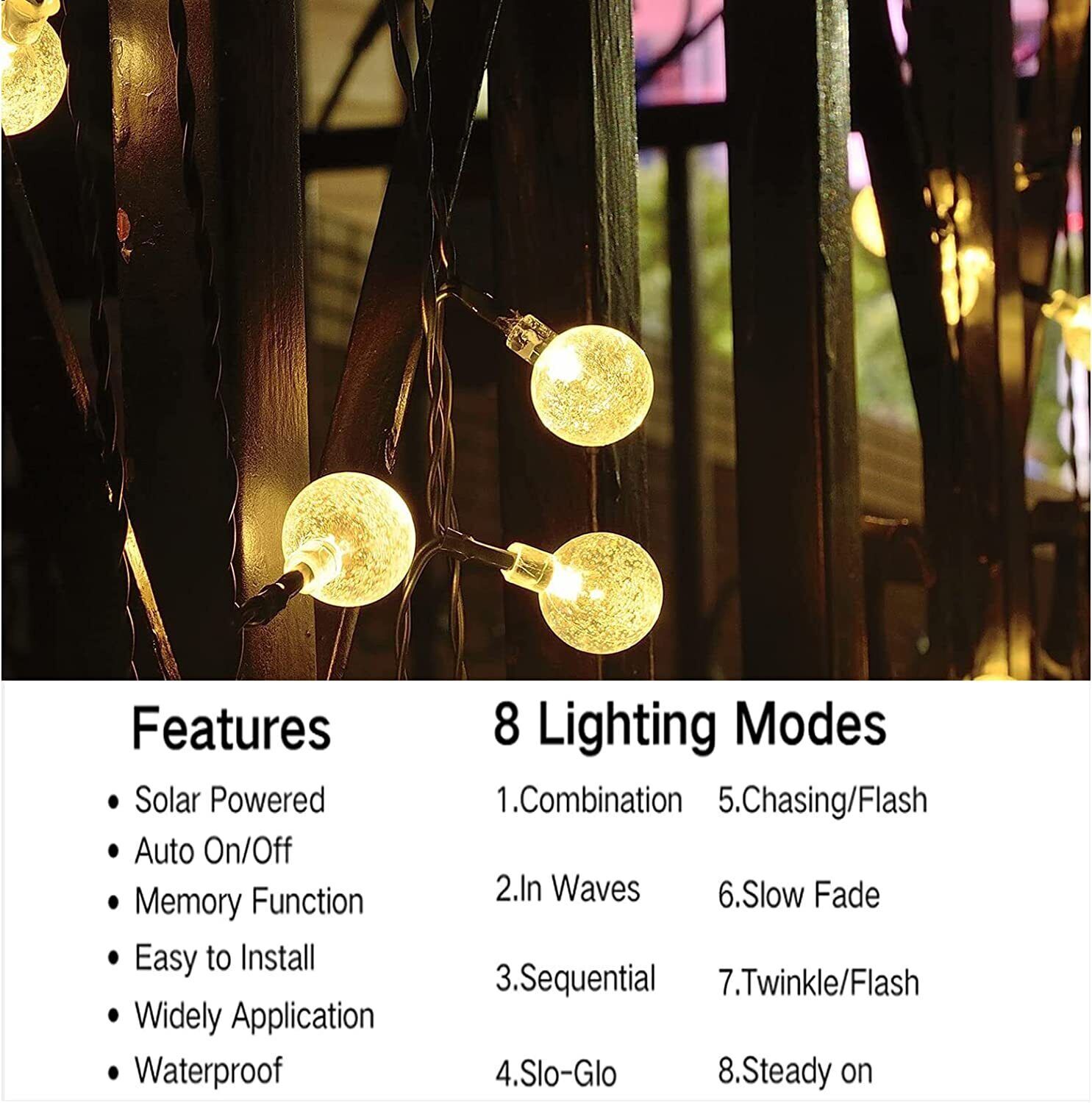 Solar Powered 30 LED String Light Garden Path Yard Decor Lamp Outdoor Waterproof