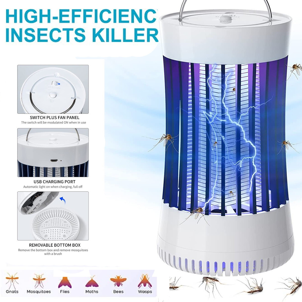 Electric Mosquito Insect Fly Bug Zapper Killer LED Light Trap Pest Control Lamp