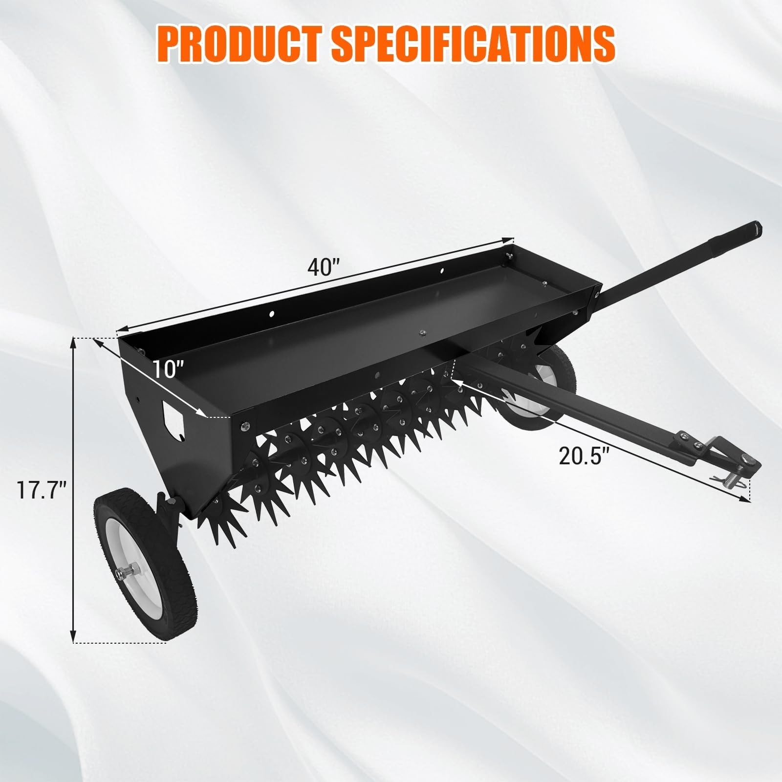 40IN Tow Behind Lawn Plug Aerator w/2″ Deep Core Aeration for Lawn Tractor & ATV