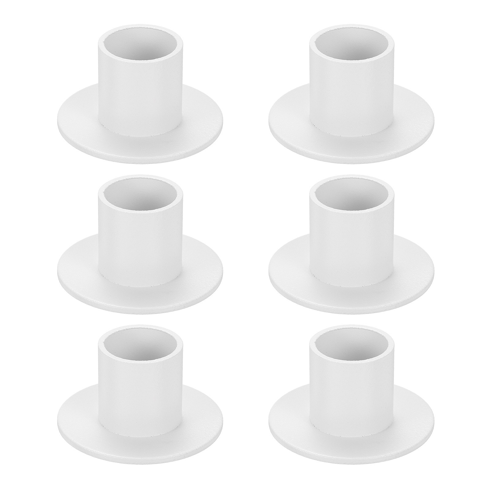 6 Pcs White Metal Taper Candle Holders for Table Decoration Housewarming Gifts