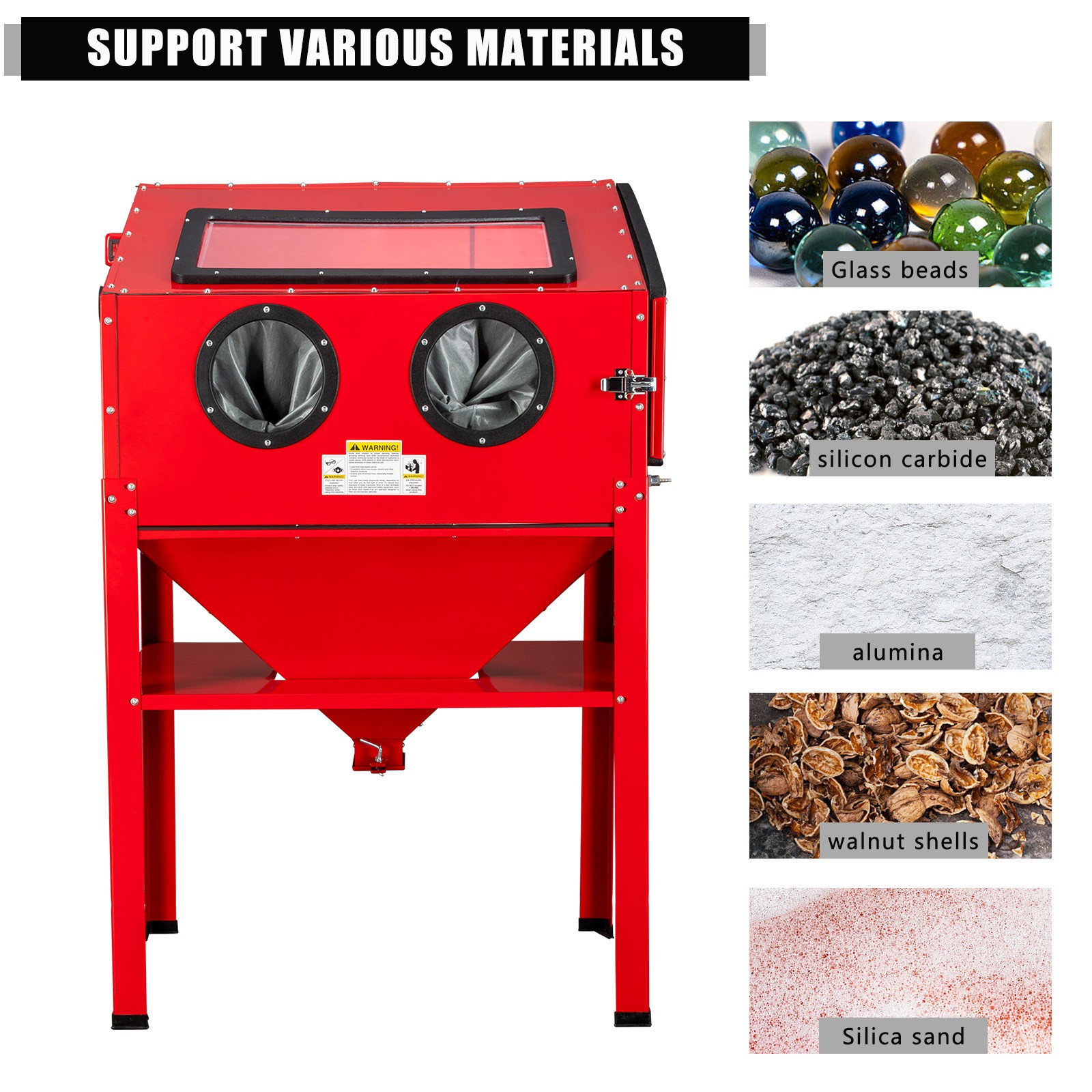 60 GAL SandBlaster Cabinet Bench Top Sand Blaster Large Blast Garage Red