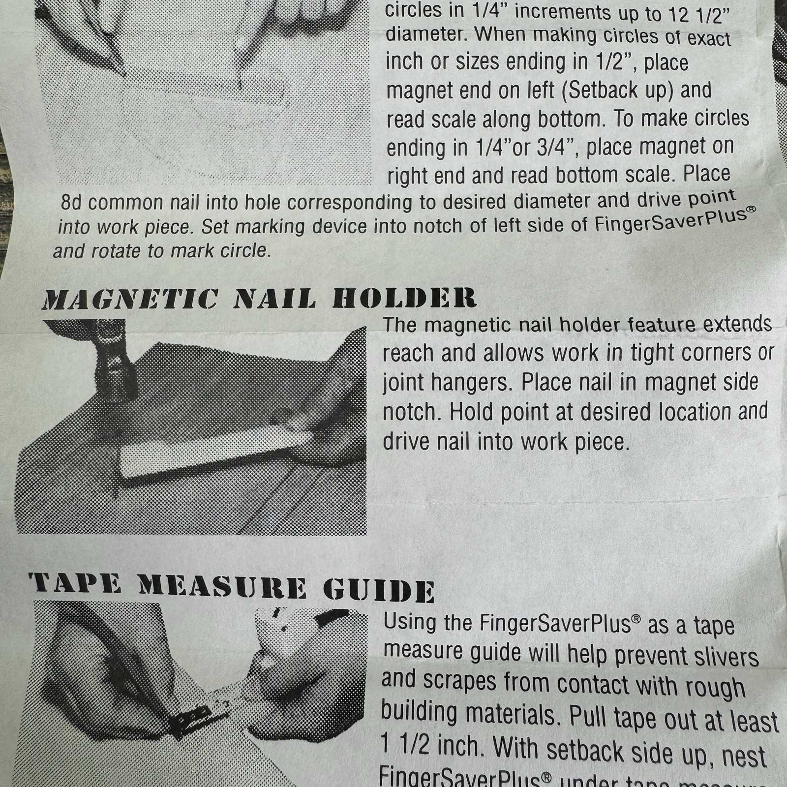 Finger Saver Plus Multi Tool Protector Saw Guide, Magnet, Tape, Deck Made In USA