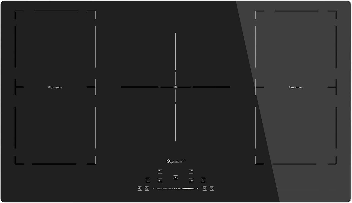 Singlehomie 36 Inch Electric Cooktop, 5 Burner Induction Cooktop with Flexi Zone