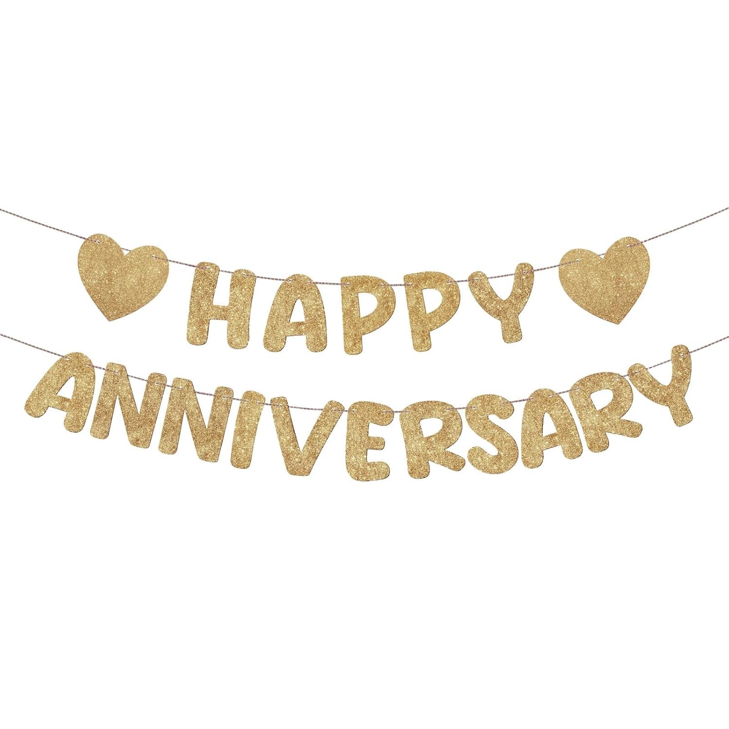 Happy Anniversary Glitter Banner Decorations Wedding Anniversary Party Decor