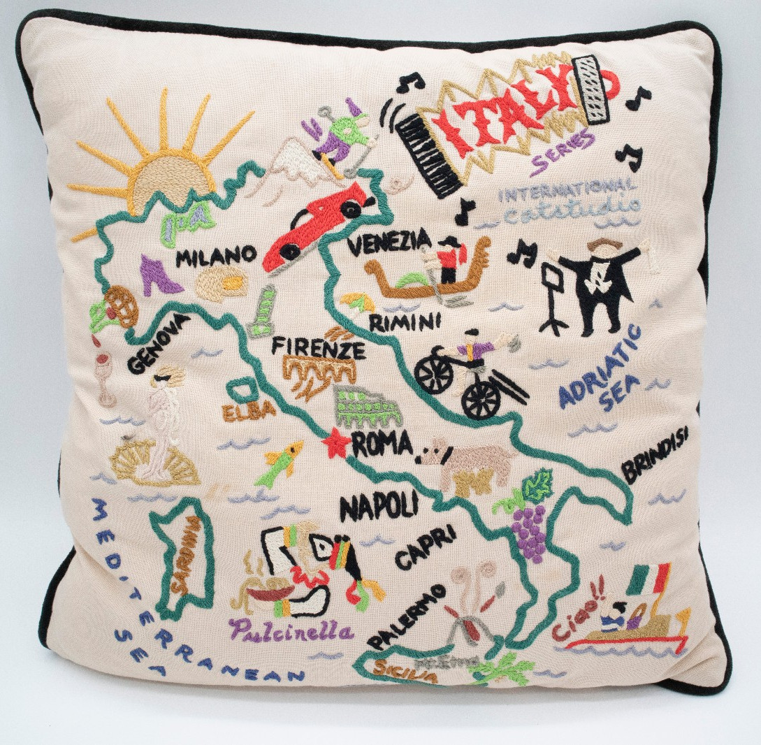 Catstudio Italy 2004 Hand-Embroidered Decorative Pillow USA