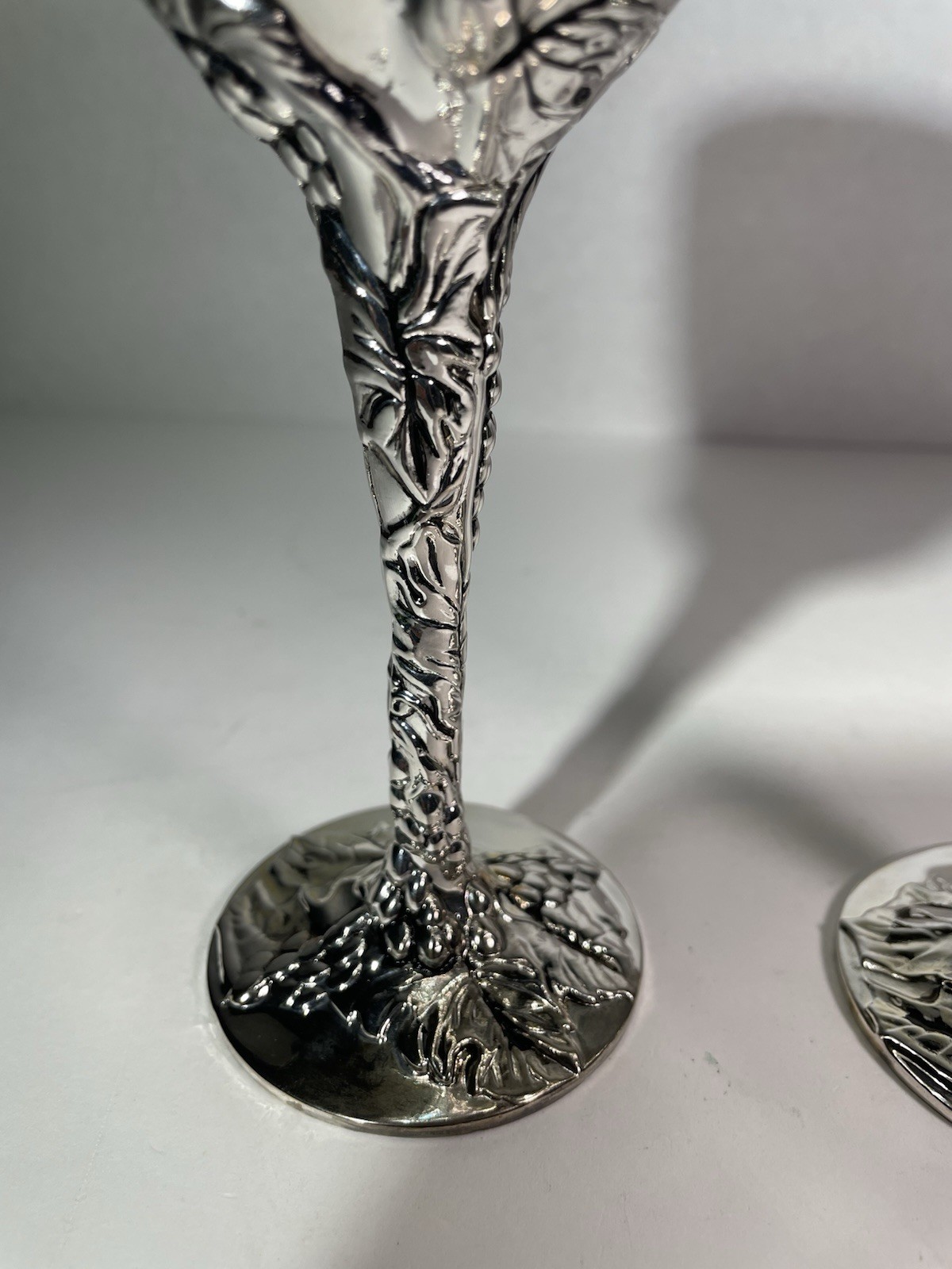 VTG Silver Plated Grape Stem Wine Goblet Set Of 2 By Godinger