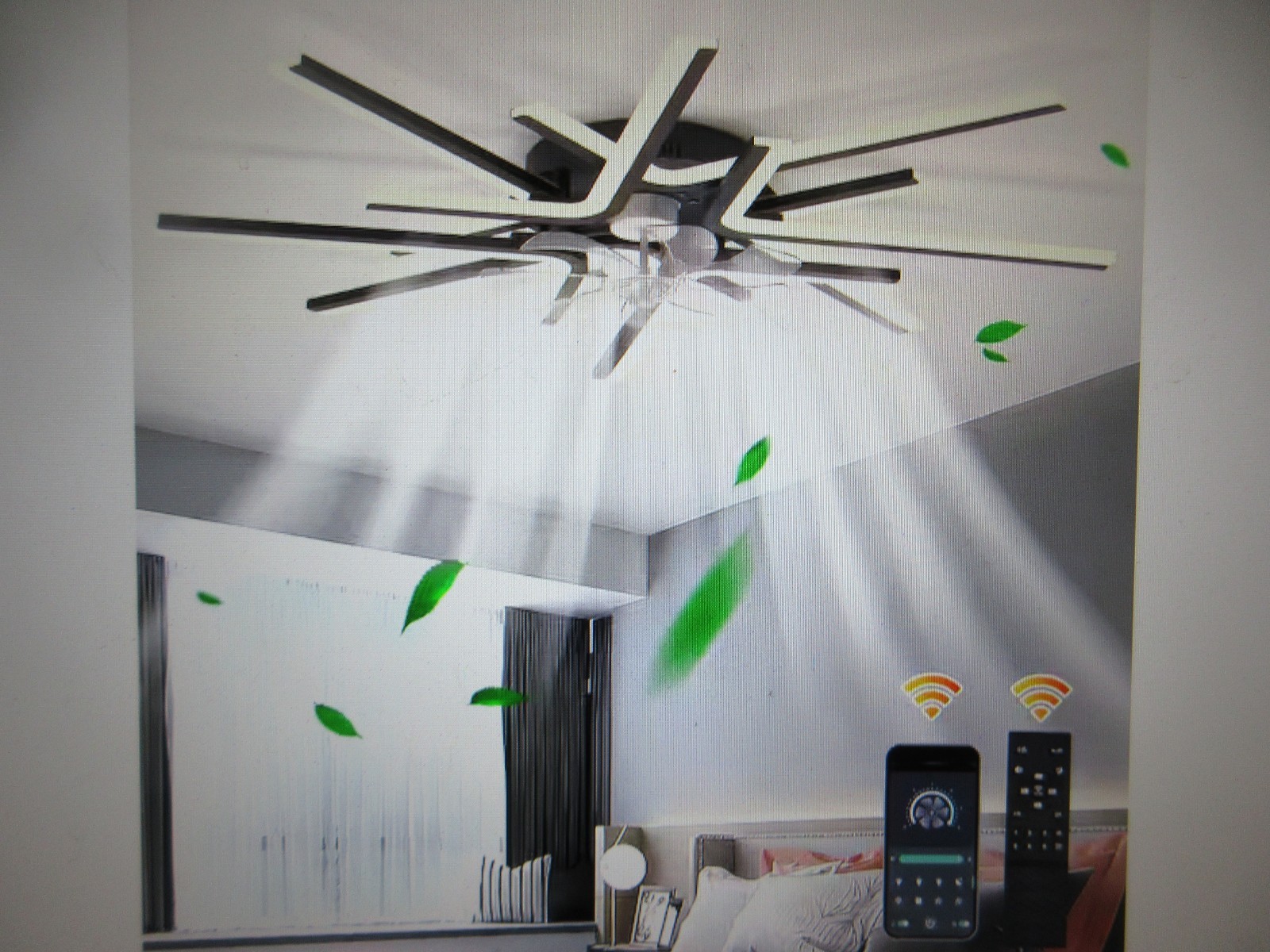 Genoci 35.43 in. Indoor Black Modern Low Profile Standard Ceiling Fan w Remote