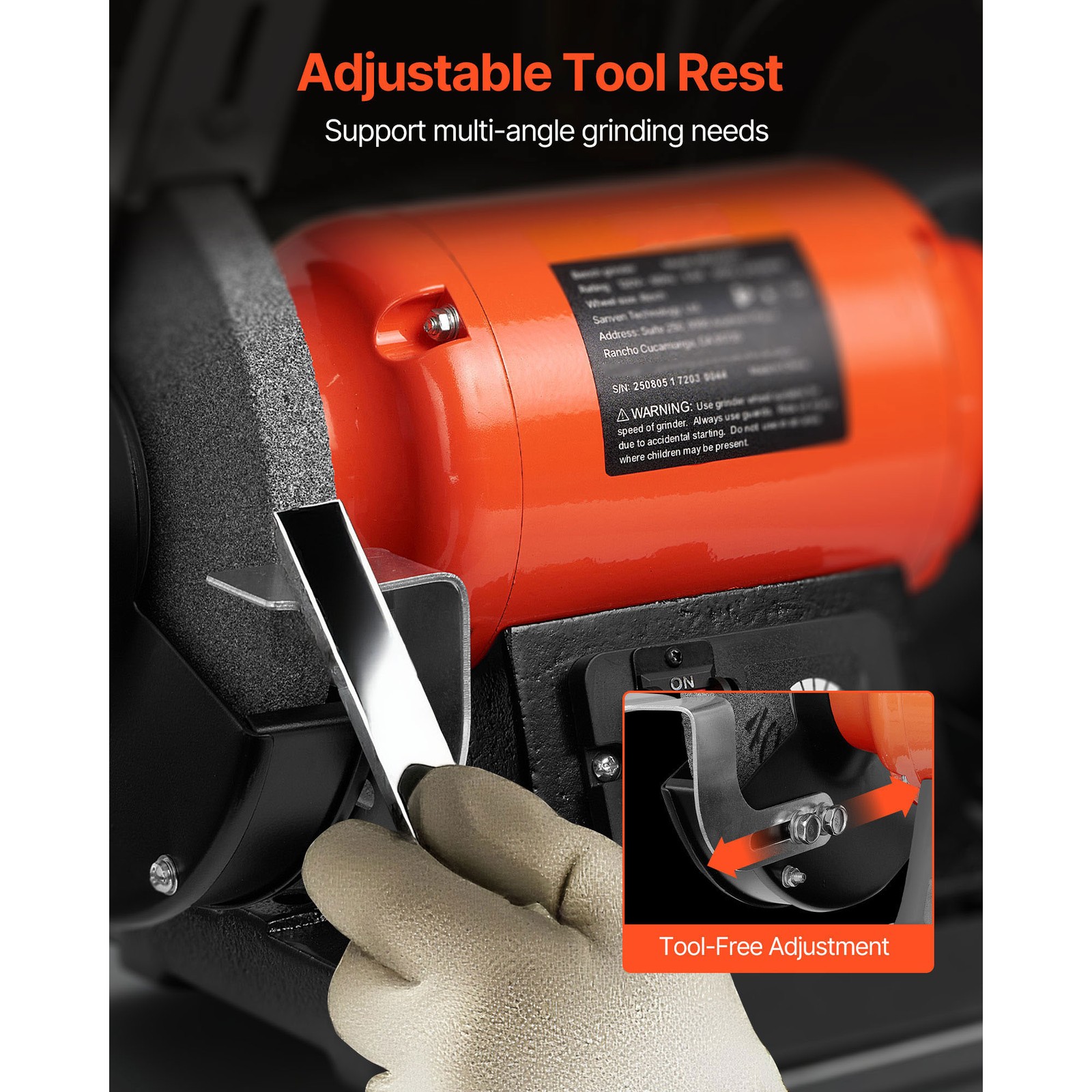Uimoso 8-Inch Variable Speed Bench Grinder, 2000-3450 RPM, 550W, 5A Power