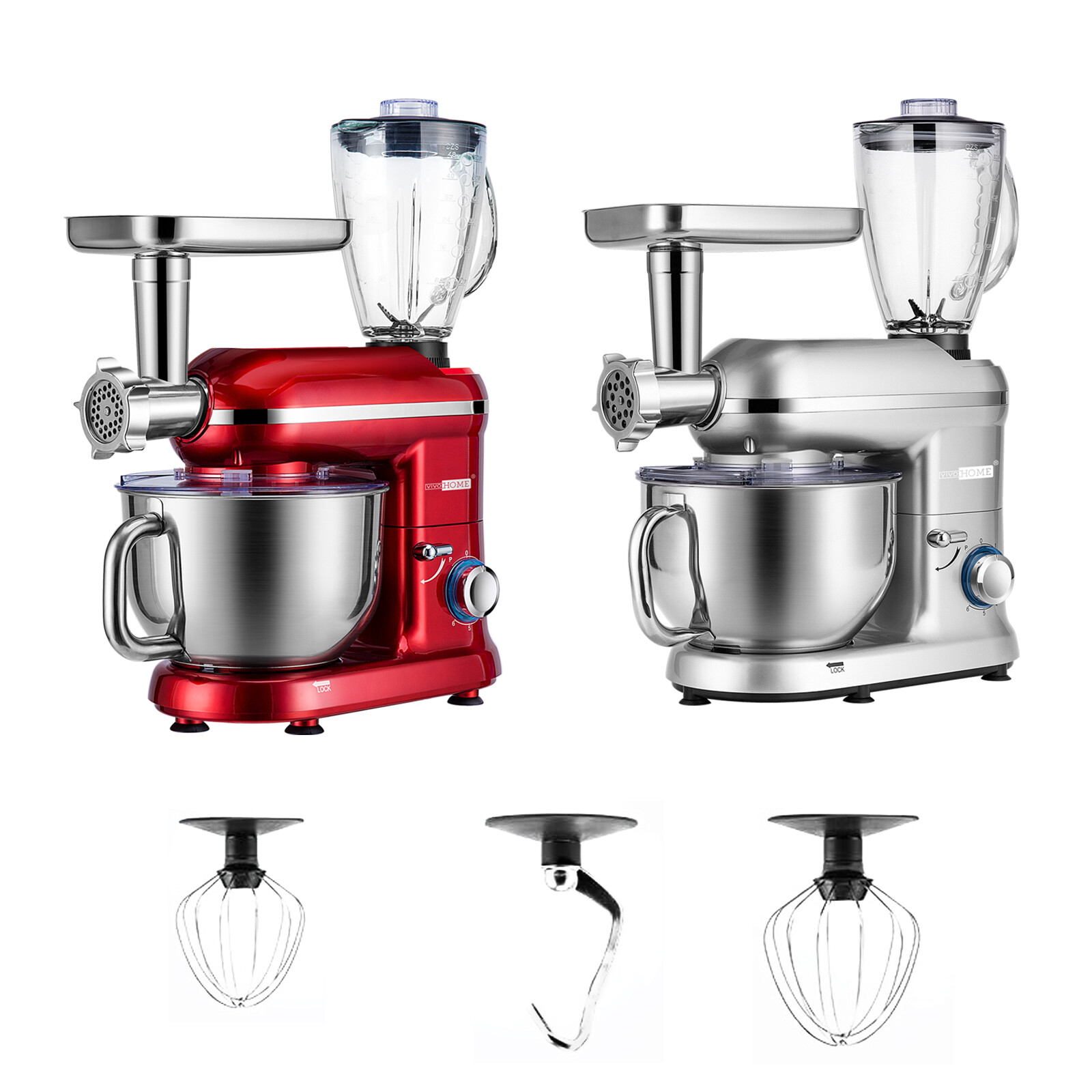 3in1 Food Stand Mixer Stainless Steel Bowl Meat Grinder Blender Juicer 6QT Speed