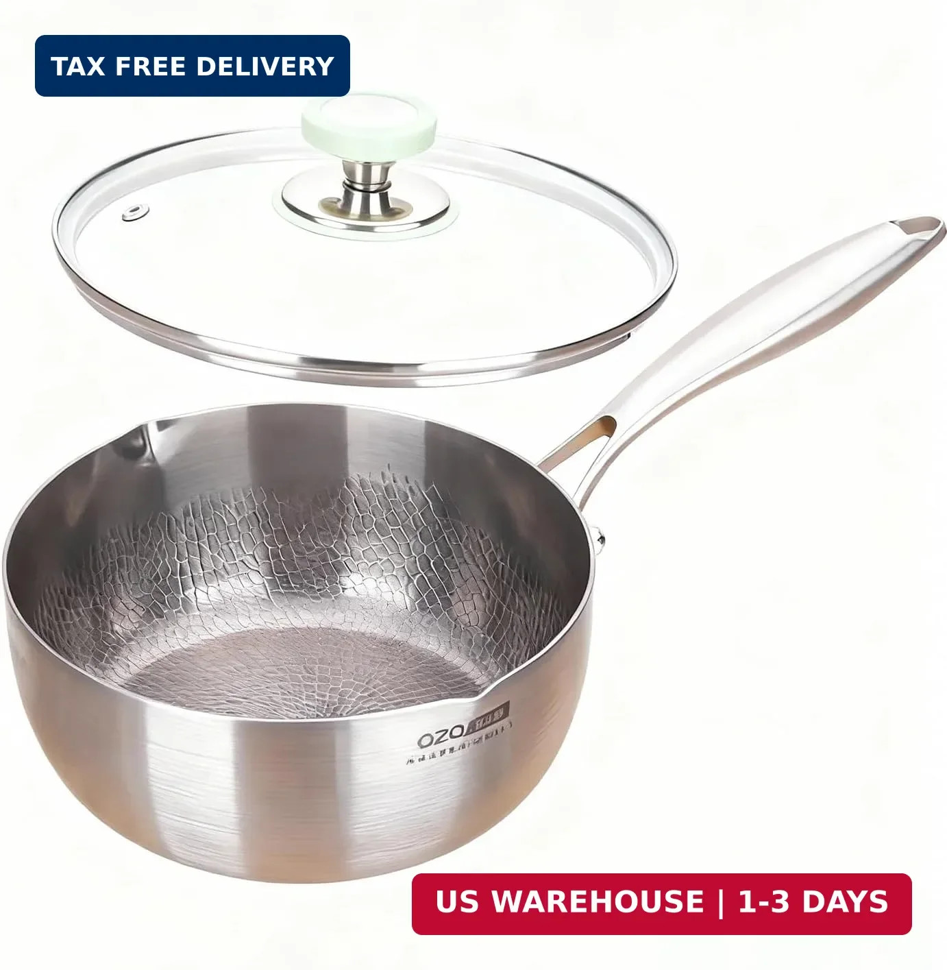 Titanium Saucepan with Lid, Non-Stick Titanium Pot, 500°F Heat Resistant, Fast &