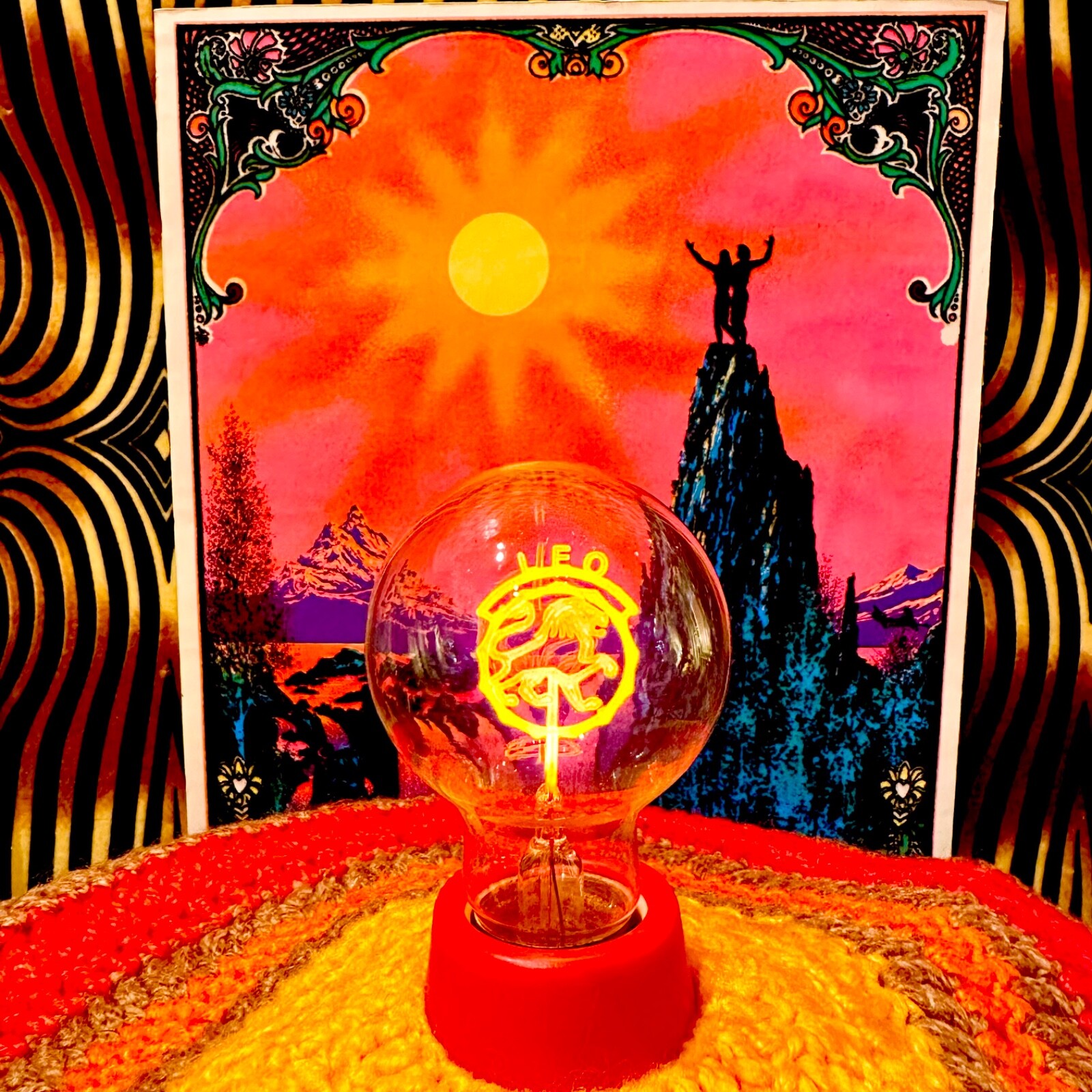 RARE in Box Vintage Psychedelic Headshop 1970s All ZODIAC Signs Night Light Bulb