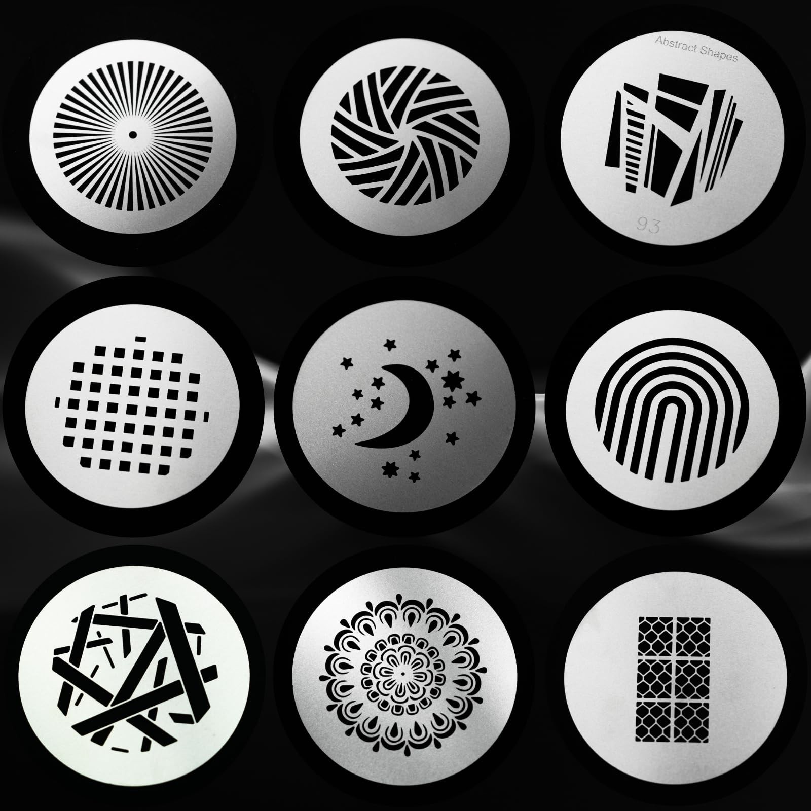 18Pcs Round Gobos Kit for Optical Snoot,66mm/2.6in Metal Plate Patterns for S…