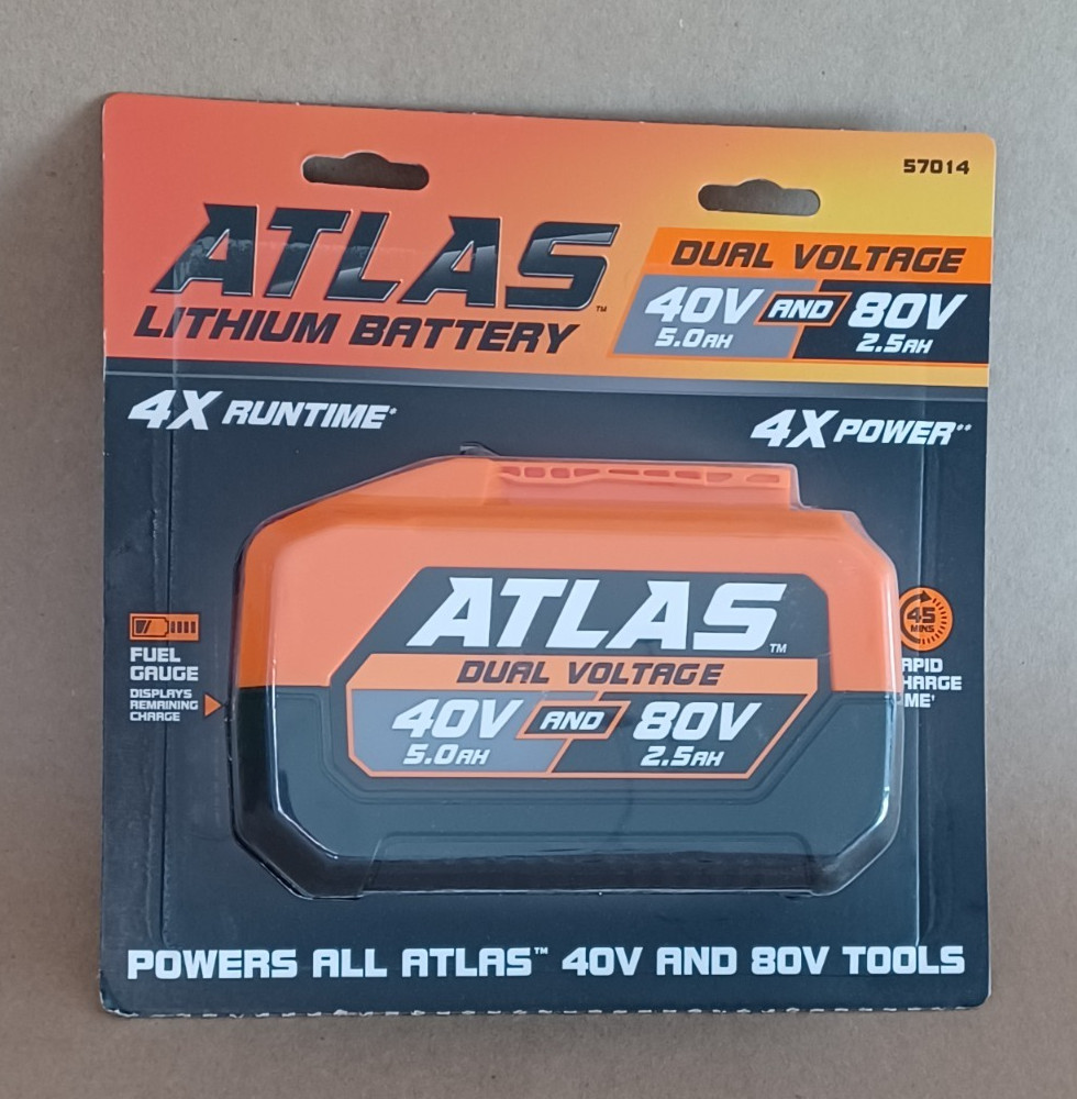 Atlas 80v / 40v Dual Voltage 2.5 Ah/ 5.0 Ah Lithium Power Tool Battery NEW 57014