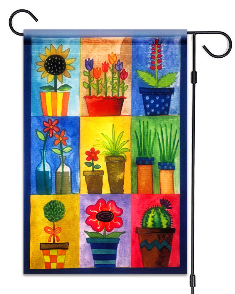 NEW Flower Pots Garden Flag 12″X18″ Spring Summer Flowers Decorative Flag