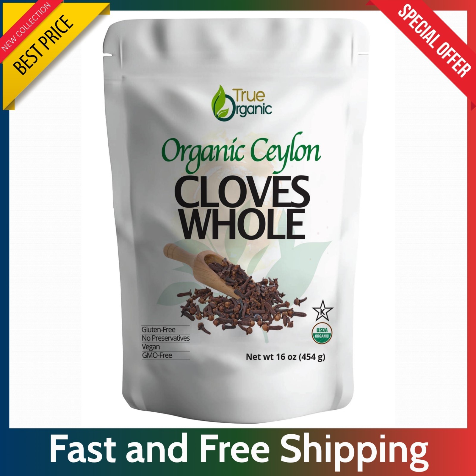 Organic Ceylon Whole Cloves 1 lb – USDA Kosher Non GMO Premium Grade Bulk Spices