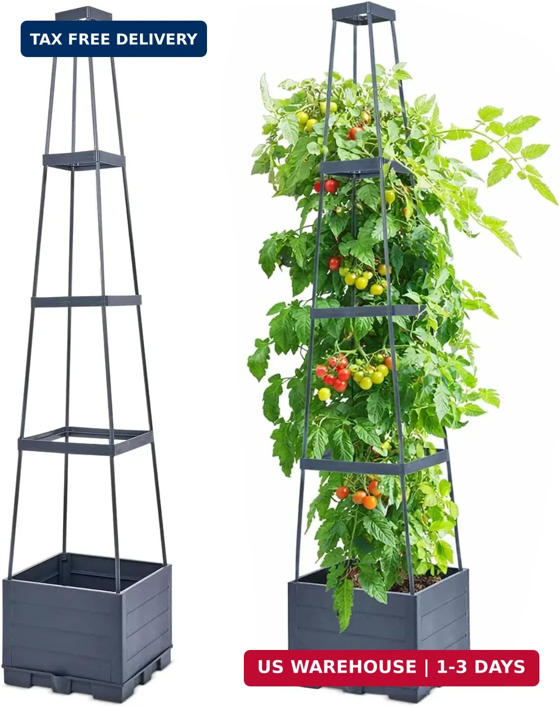 2 Pack Raised Garden Bed Tomato Planter Box with Trellis, 57″ Self-Watering Toma