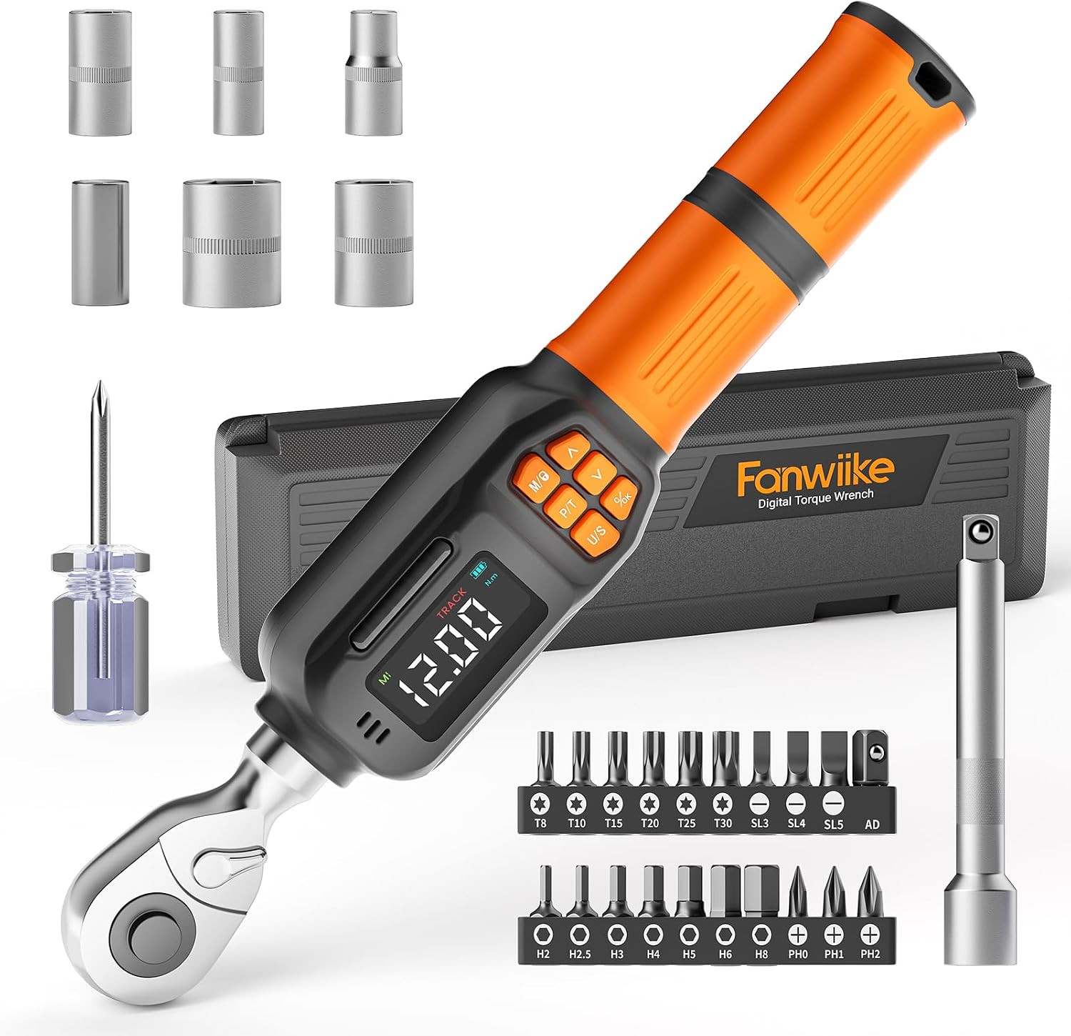 Digital Torque Wrench 0.44-8.8 Ft.lb/0.6-12 Nm, 1/4″ Drive In lb Torque Wrench S