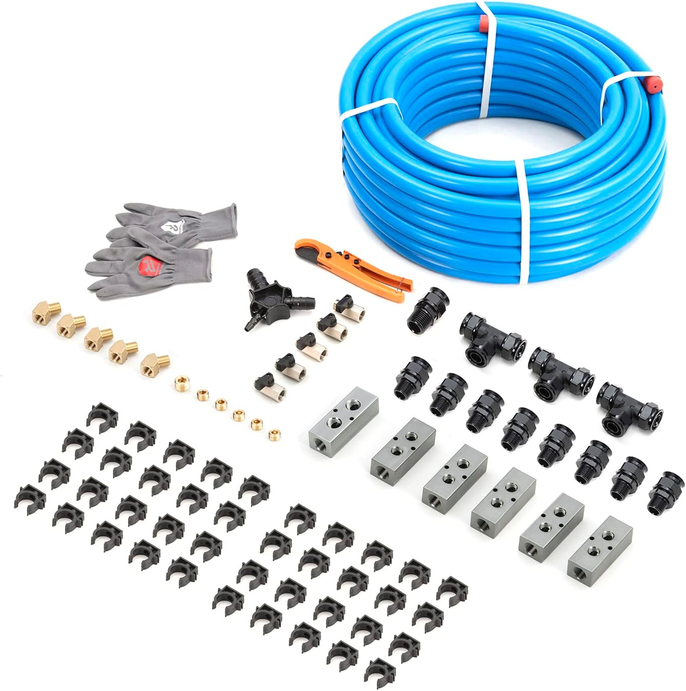 Compressed Air Line Kit 1/2″ X 200Ft, HDPE Aluminum Air Compressor Piping for Ga