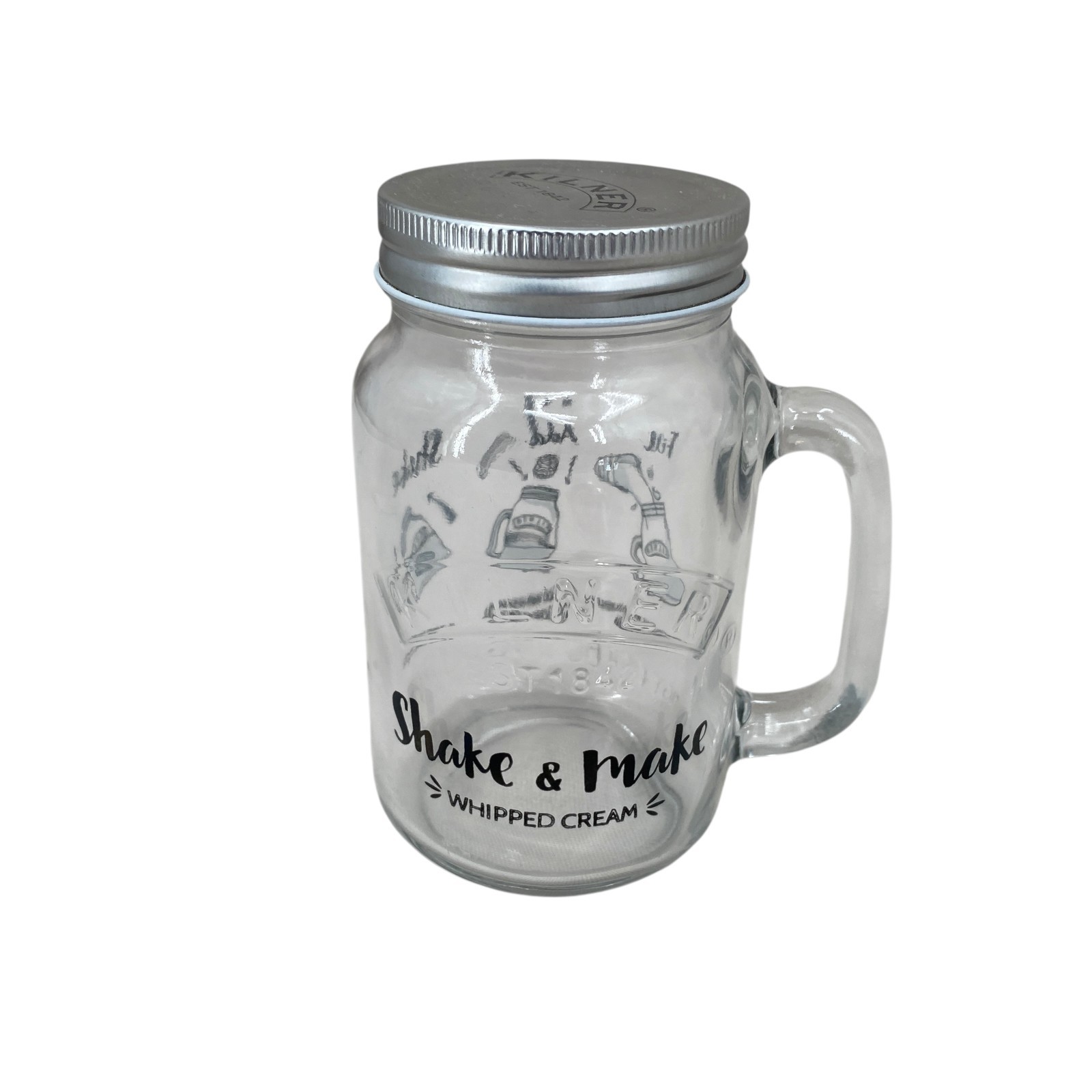 Kilner Shake n Make Whipped Cream Maker Glass 18.2 oz Whipped Cream in Seconds
