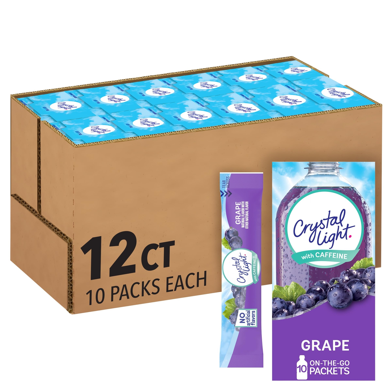 Crystal Light Grape Naturally Flavored Powdered Drink Mix w/Caffeine 120 ct Pack