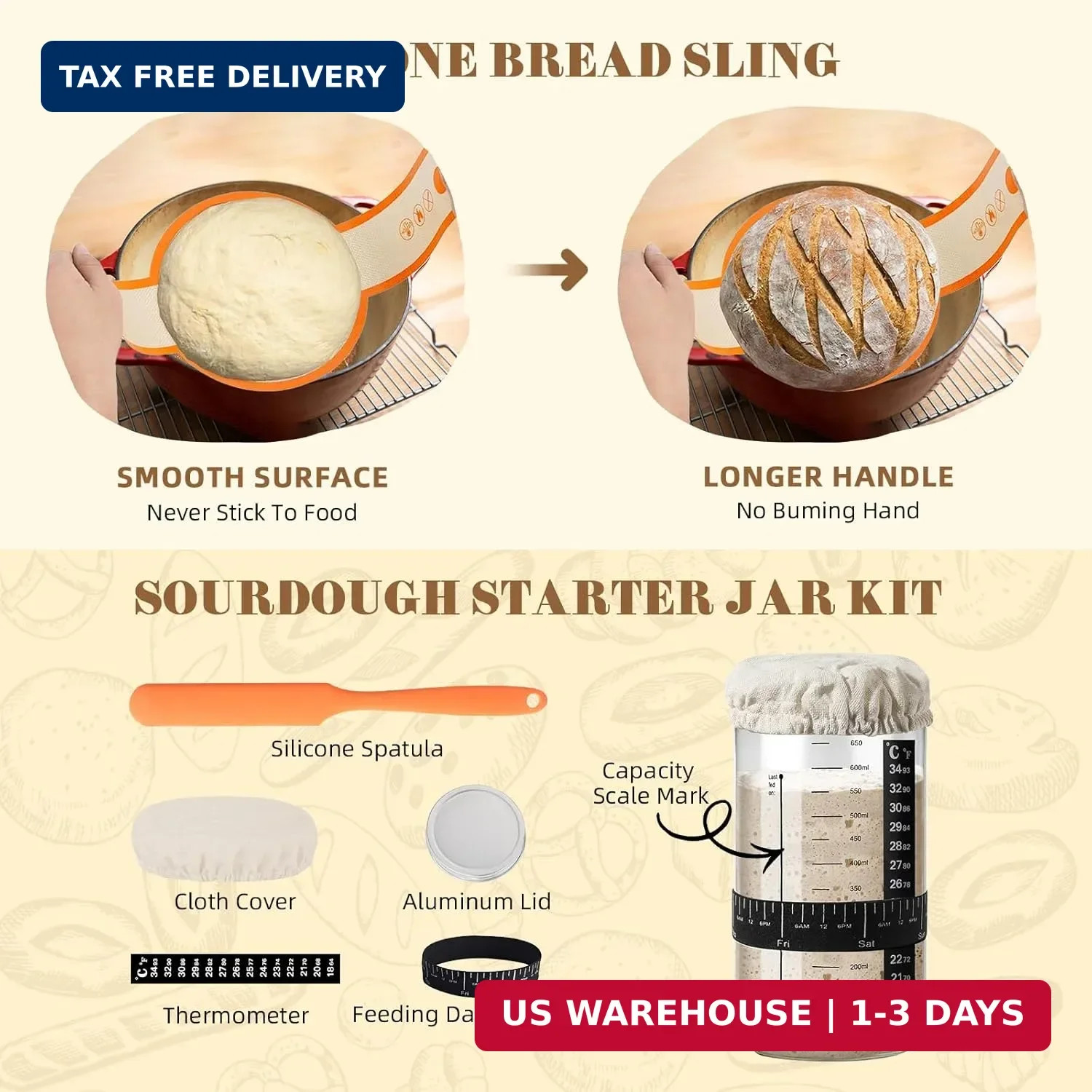 VIMERPA Sourdough Starter Kit, Bread Making Kit with Sourdough Starter Jar for B