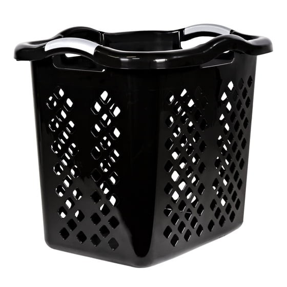 2 Bushel Lamper Plastic Laundry Basket with Silver Handles, Black, Adult