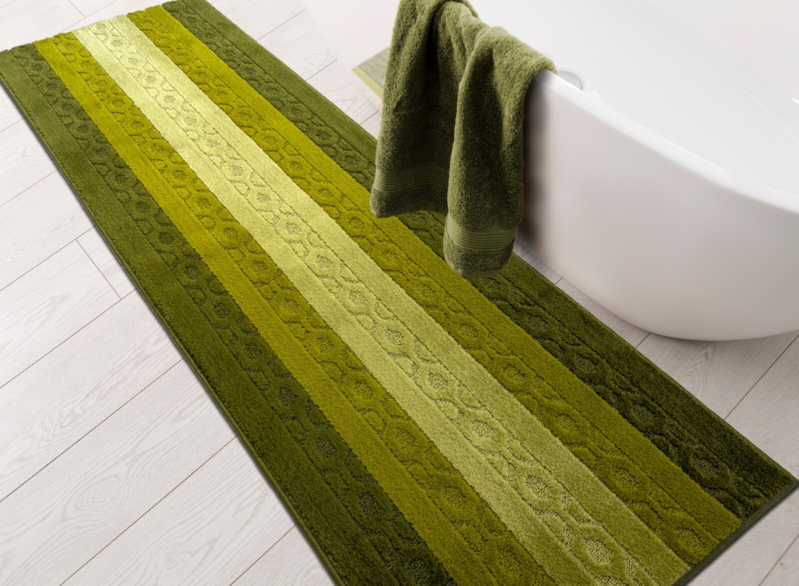 Non Skid, Machine Washable, Hallway, Kitchen Runner Rug, Custom Length, Green