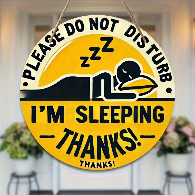 Do Not Disturb I’m Sleeping Metal Sign Round Funny Door Hanger Decoration Gift