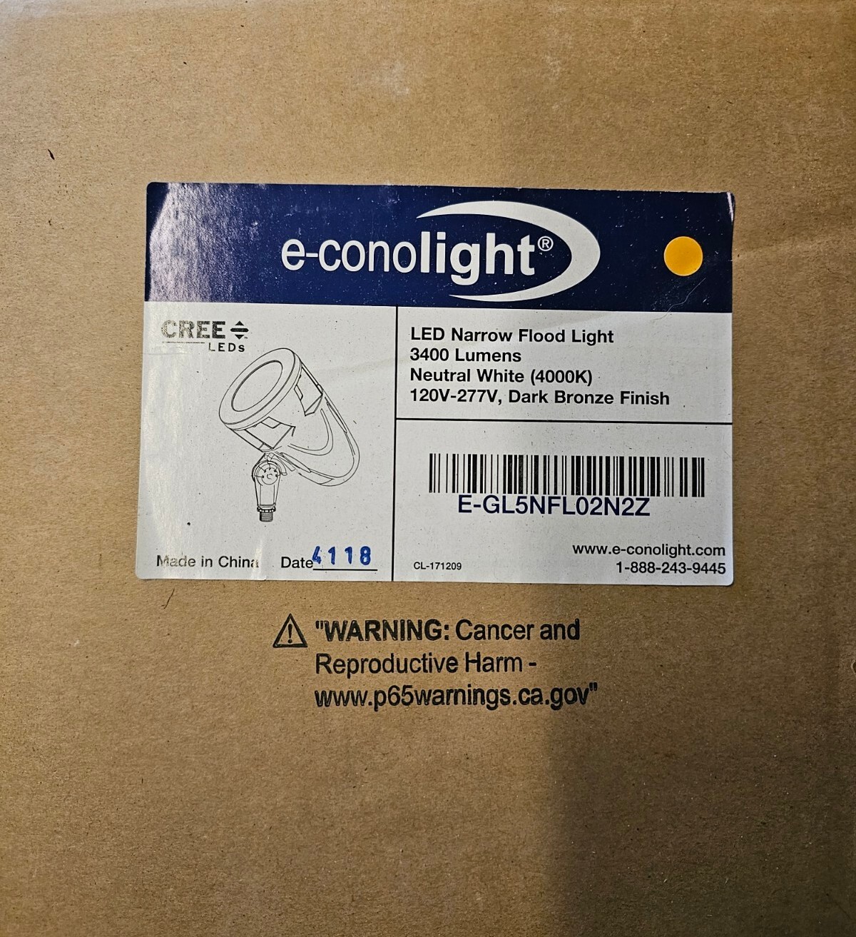 E-conolight Outdoor LED Directional Flood | E-GL5 Series – | 4000K | Dark Bronze