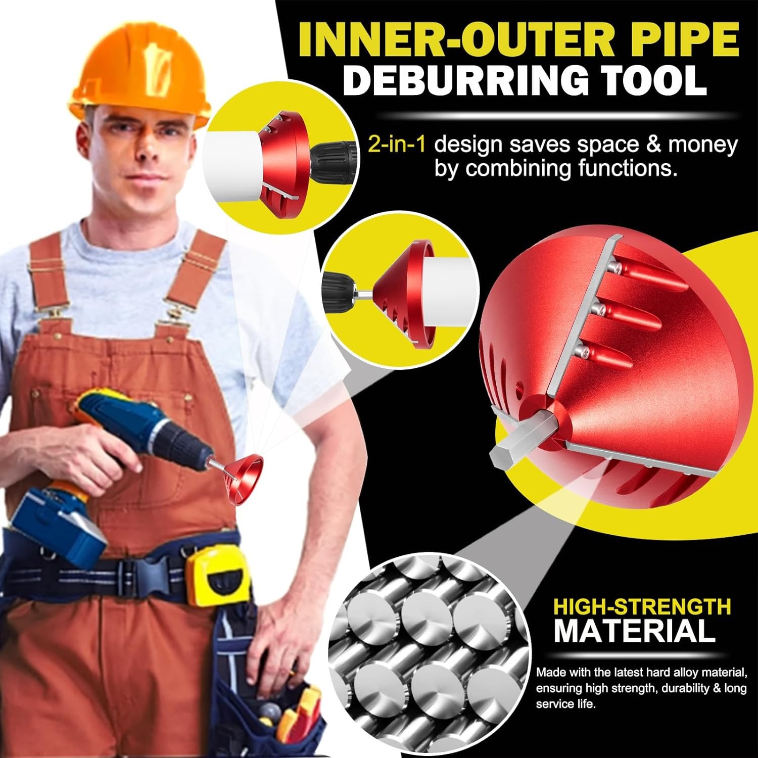 2 in 1 Inner-Outer PVC Pipe Deburring Reamer Plumbing Tool for PVC CPVC ABS PP